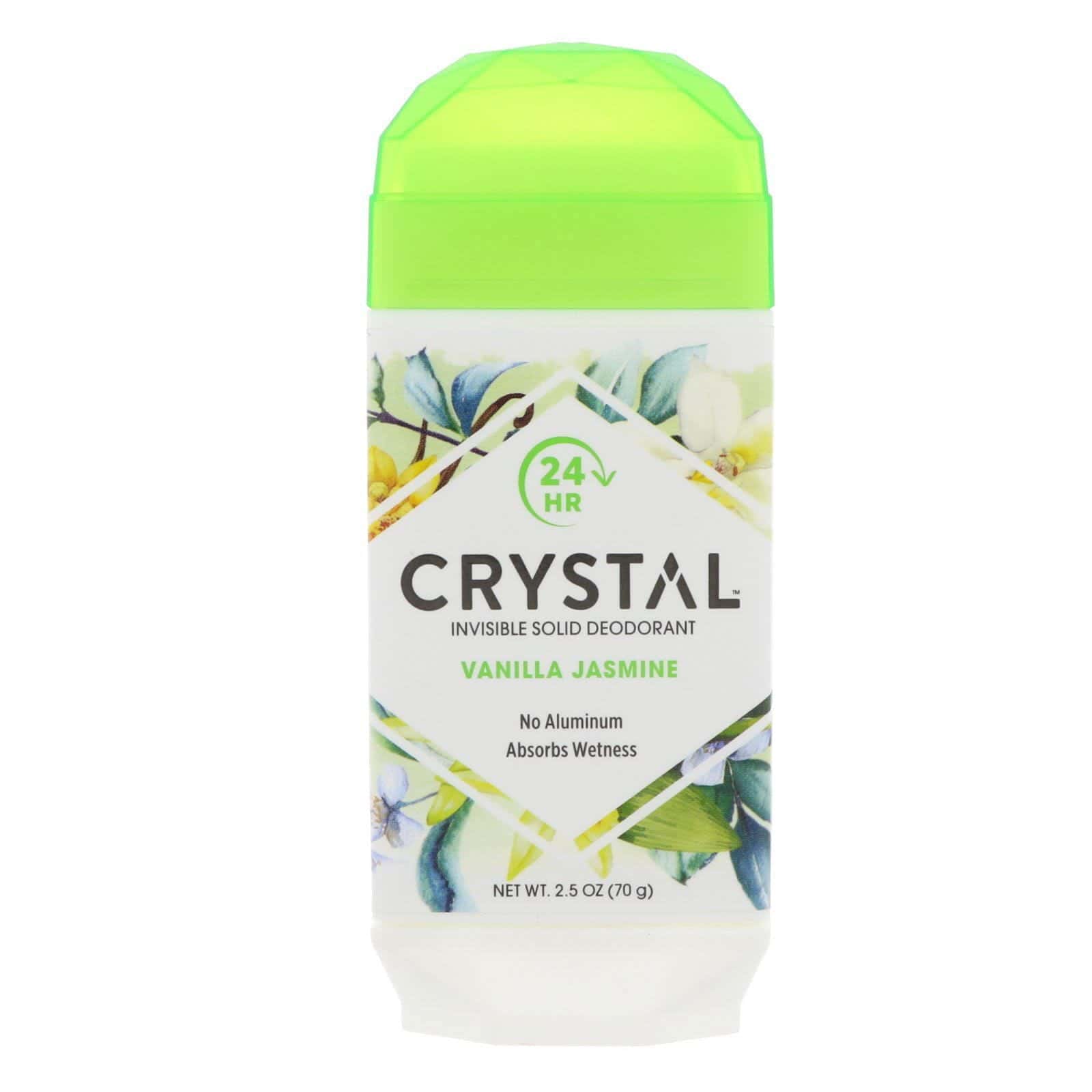 Crystal Body Deodorant, Desodorante sólido invisible, Vainilla jazmín, 2.5 oz (70 g)