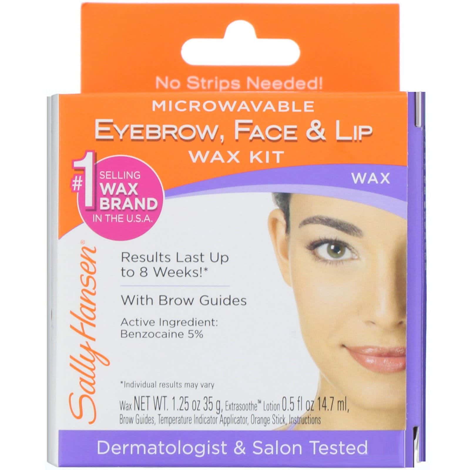 Sally Hansen, Kit de cera depilatoria para cejas, rostro y labios, 1 kit