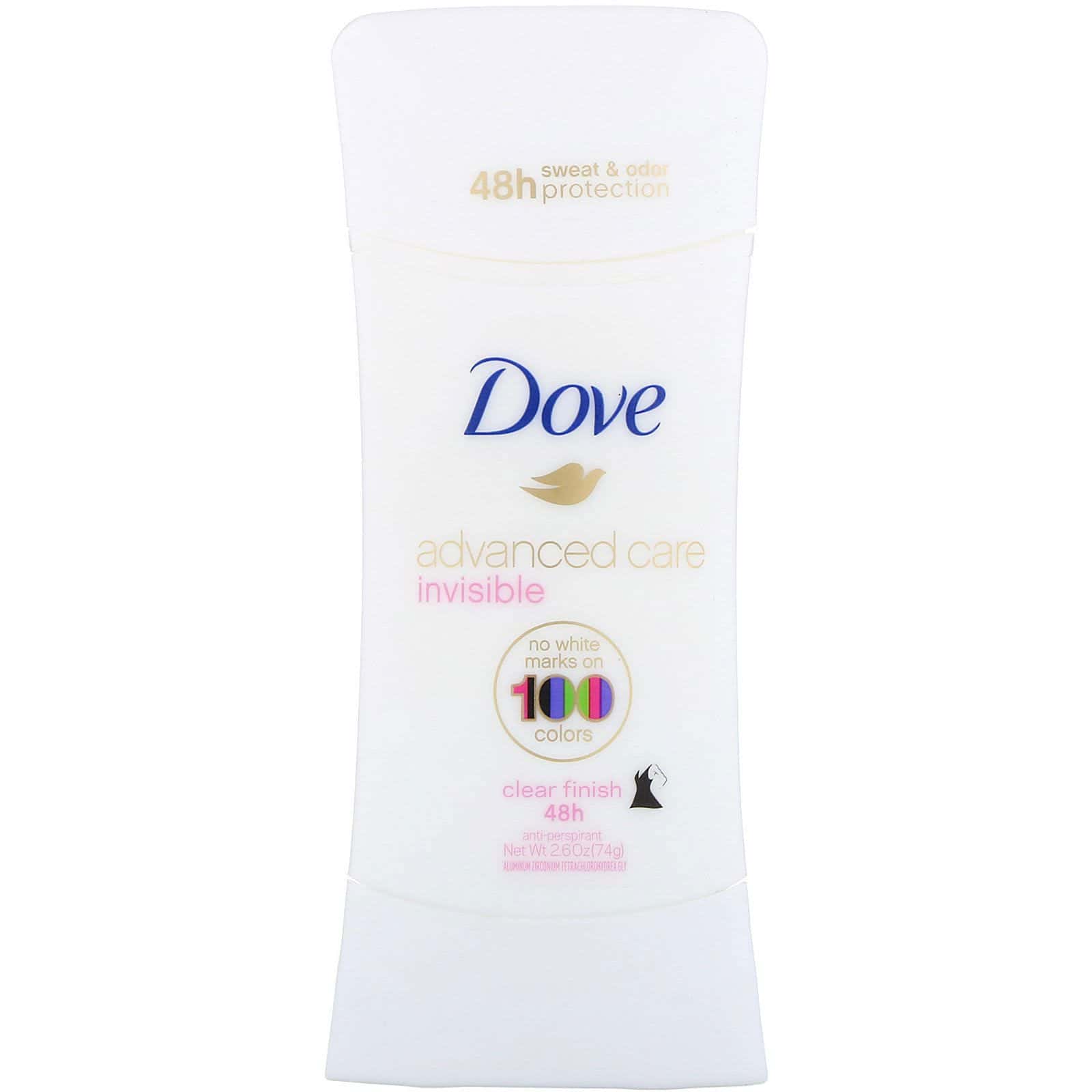 Dove, Advanced Care, Desodorante antitranspirante, Invisible, Clear Finish, 74 g (2,6 oz)