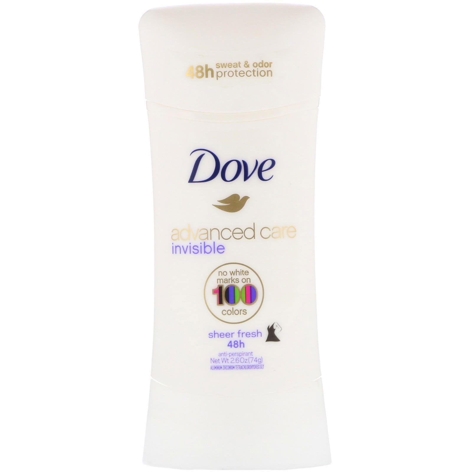 Dove, Advanced Care, Desodorante antitranspirante, Invisible, Sheer Fresh, 74 g (2,6 oz)