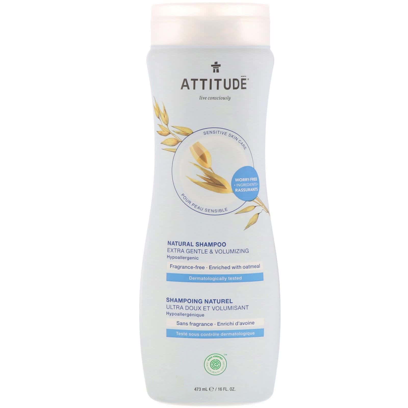 ATTITUDE, Champú natural, extra suave y aporta volumen, sin fragancia, 473 ml (16 oz. liq.)