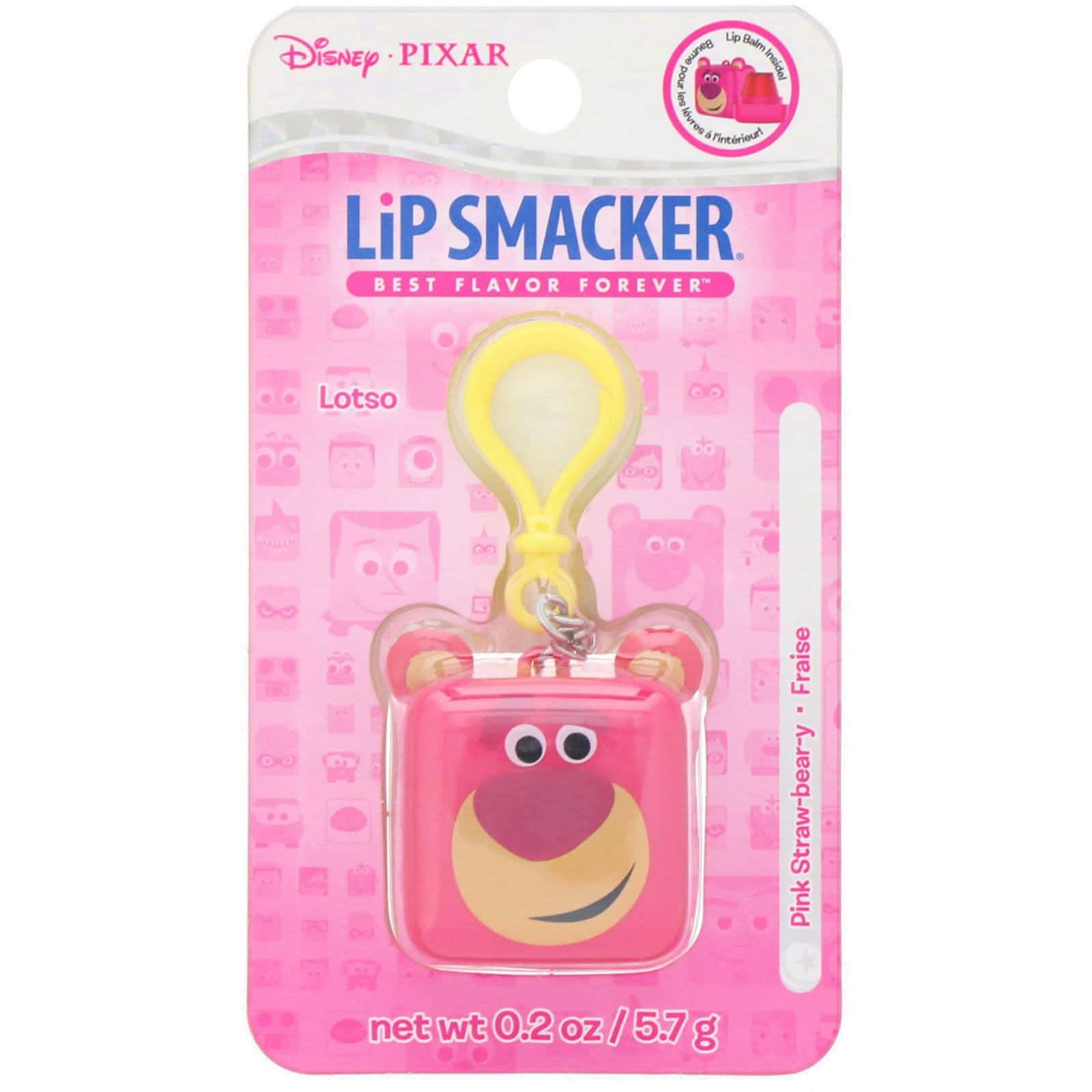 Lip Smacker, Bálsamo para labios Pixar, en forma de cubo, de Lotso, sabor fresa rosa, 5,7 g (0,2 oz)