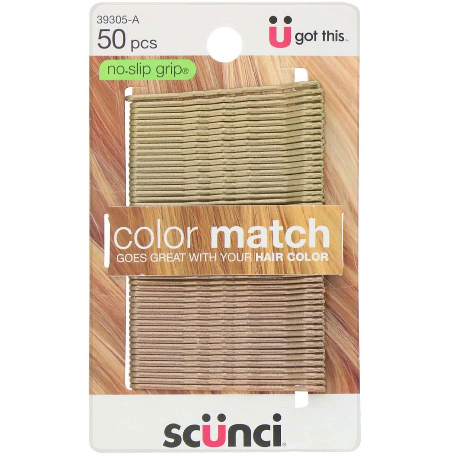 Scunci, No Slip Grip, Pasadores antideslizantes que combinan con el color de cabello, Rubio, 50 piezas