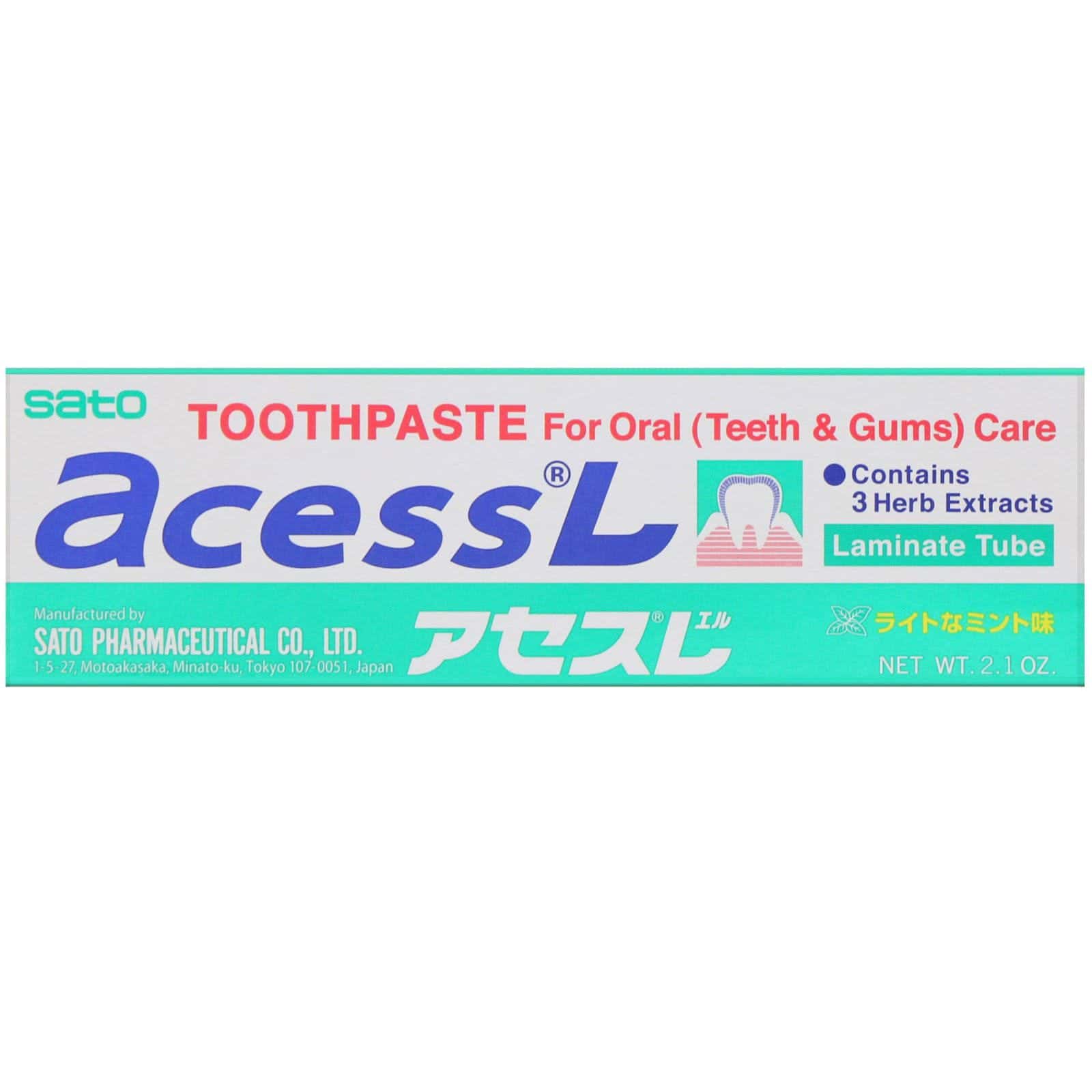 Sato, Acess L, Pasta dental para el cuidado oral, 60 g (2,1 oz)