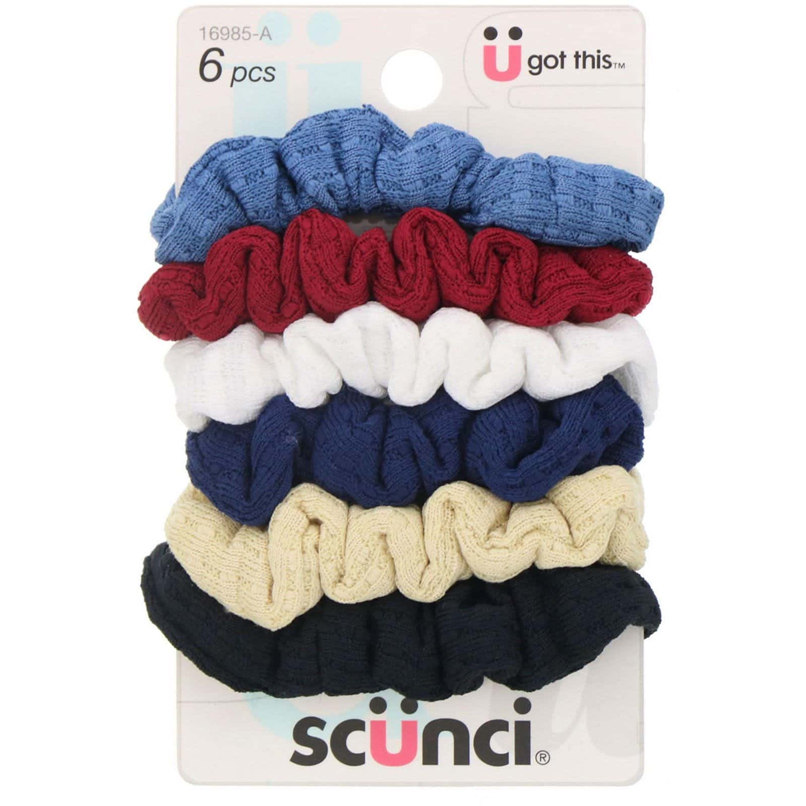 Scunci, Miniligas fruncidas reticulares para el cabello, varios colores, 6 unidades