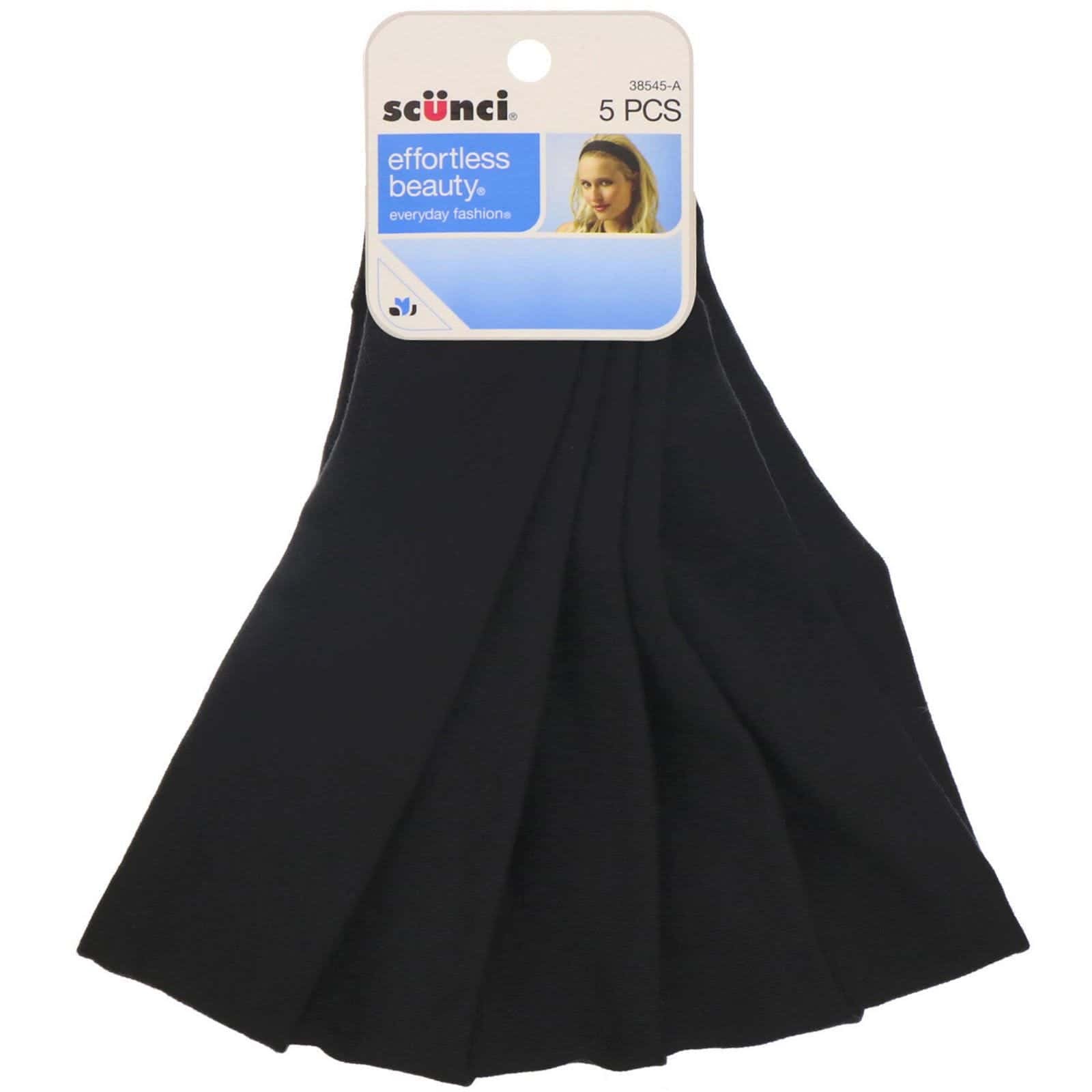 Scunci, Effortless Beauty, Bandas elásticas, color negro, 5 unidades