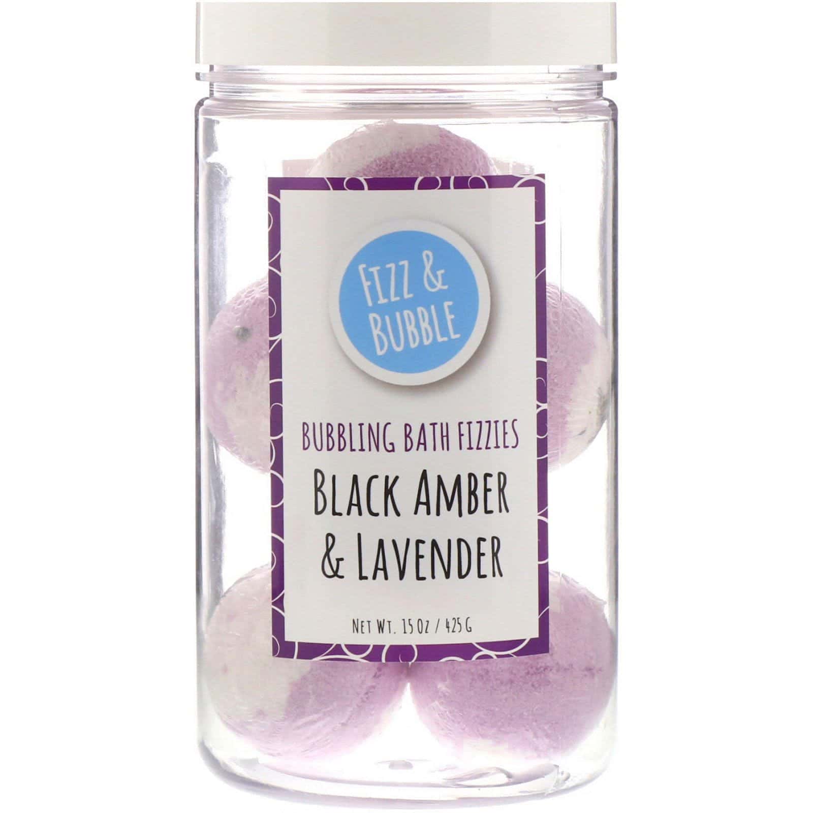Fizz & Bubble, Bolas efervescentes y burbujeantes, Ámbar negro y lavanda, 425 g (15 oz)