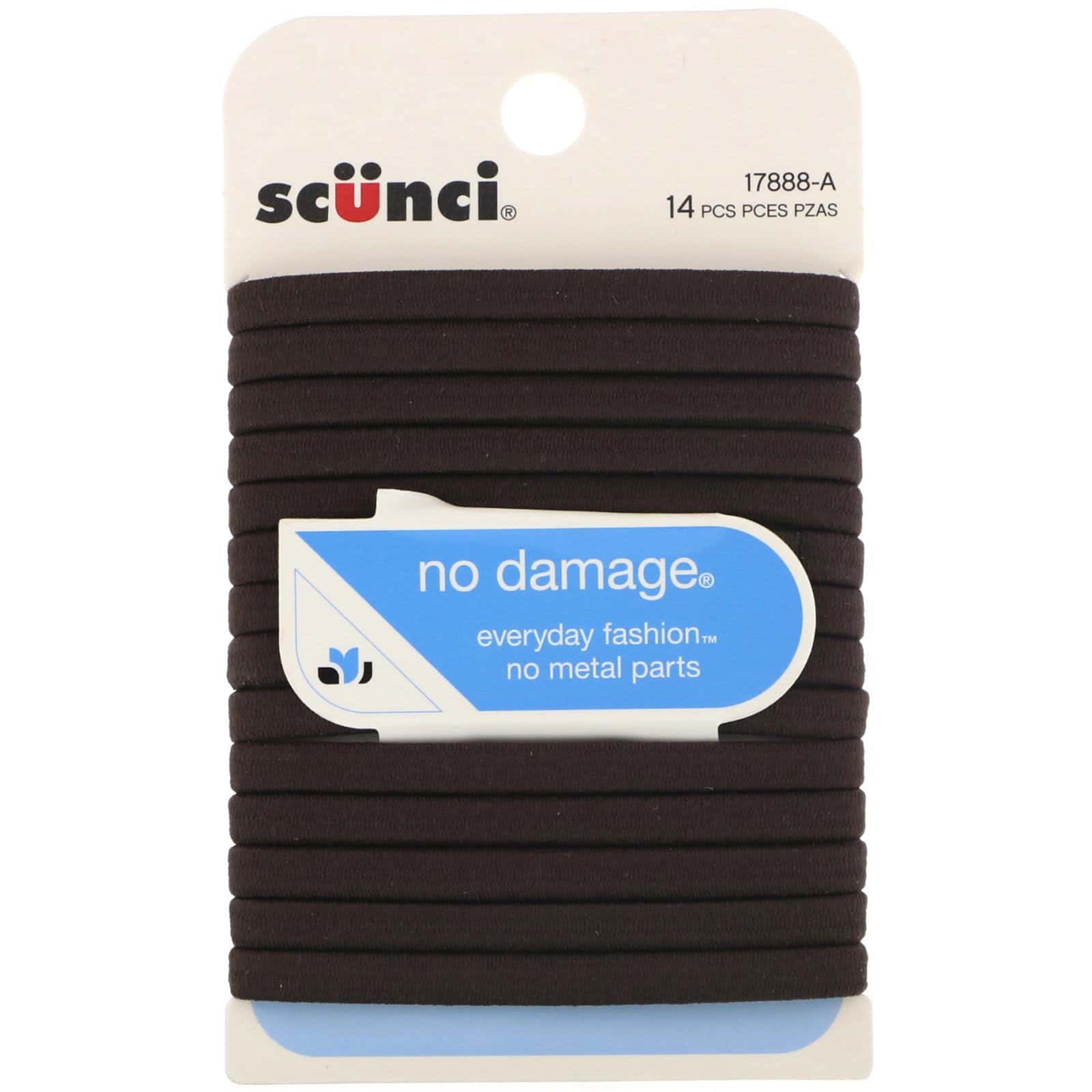 Scunci, No Damage, Ligas elásticas que no dañan el cabello, color marrón, 14 unidades