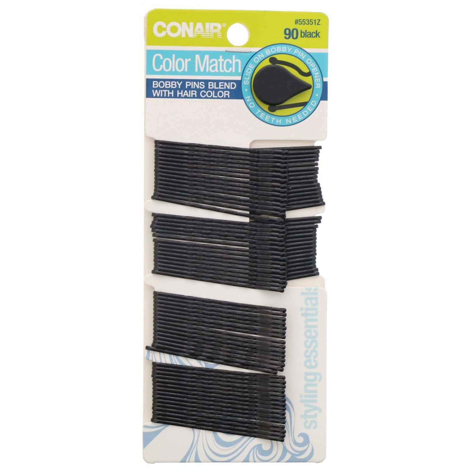 Conair, Pasadores, que combinan con el color de cabello, color negro, 90 unidades