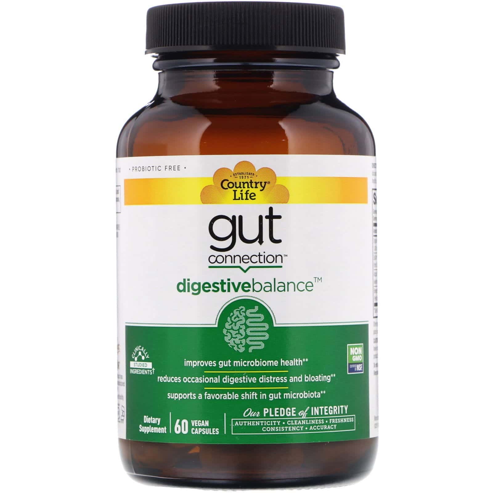 Country Life, Gut Connection, Digestive Balance, 60 cápsulas veganas