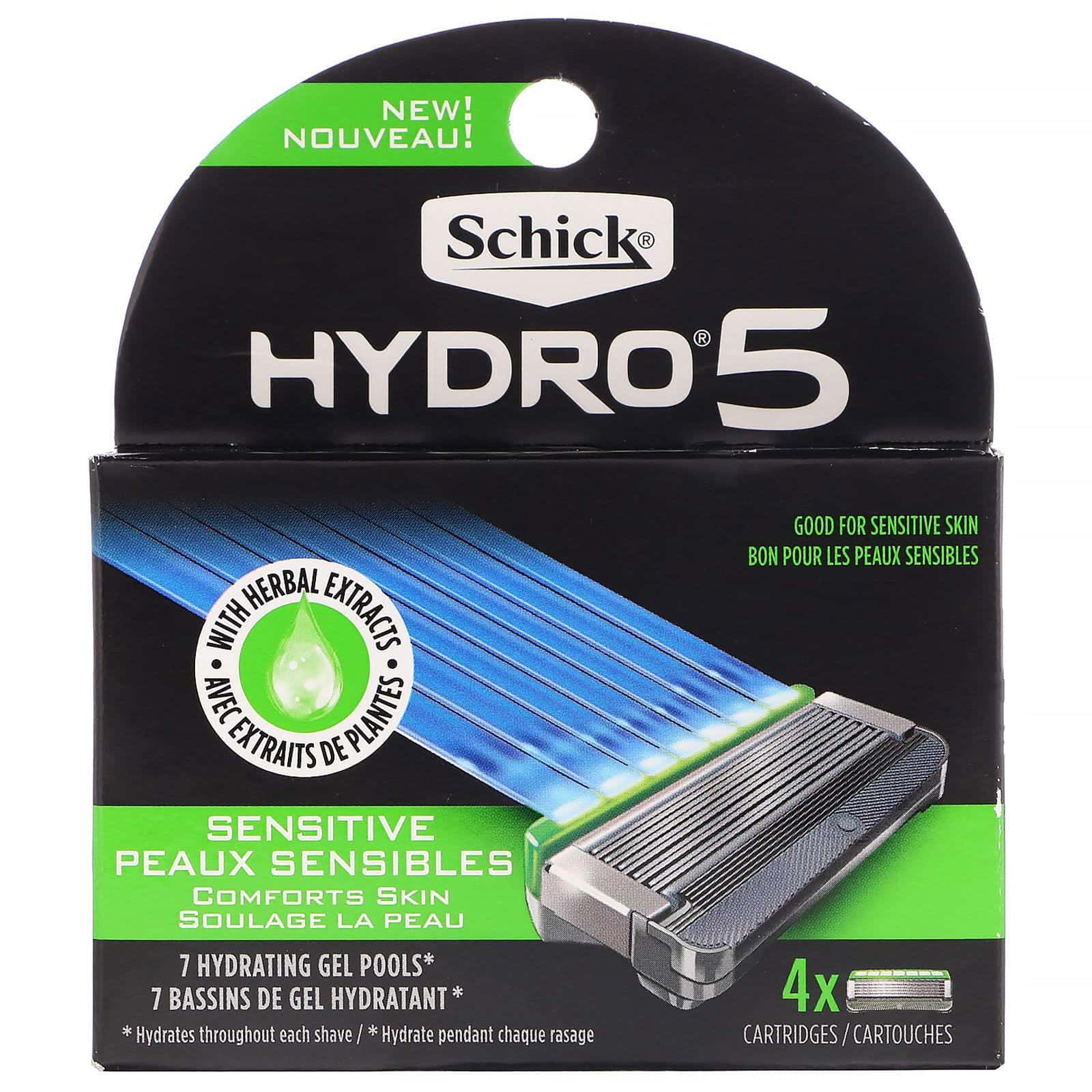 Schick, Hydro Sense, Para piel sensible, 4 repuestos