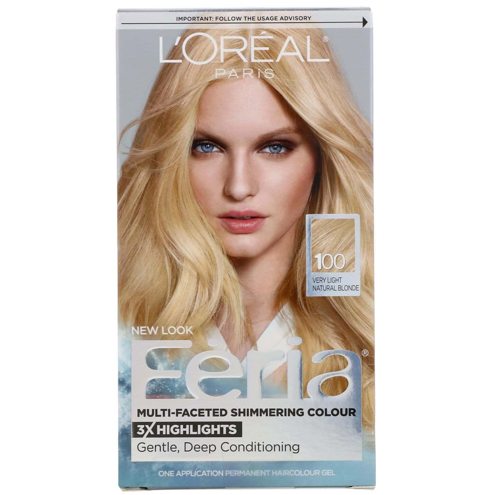 L'Oreal, Féria, Multi-Faceted Shimmering Color, Tintura para el cabello, 100 Rubio natural muy claro, 1 aplicación
