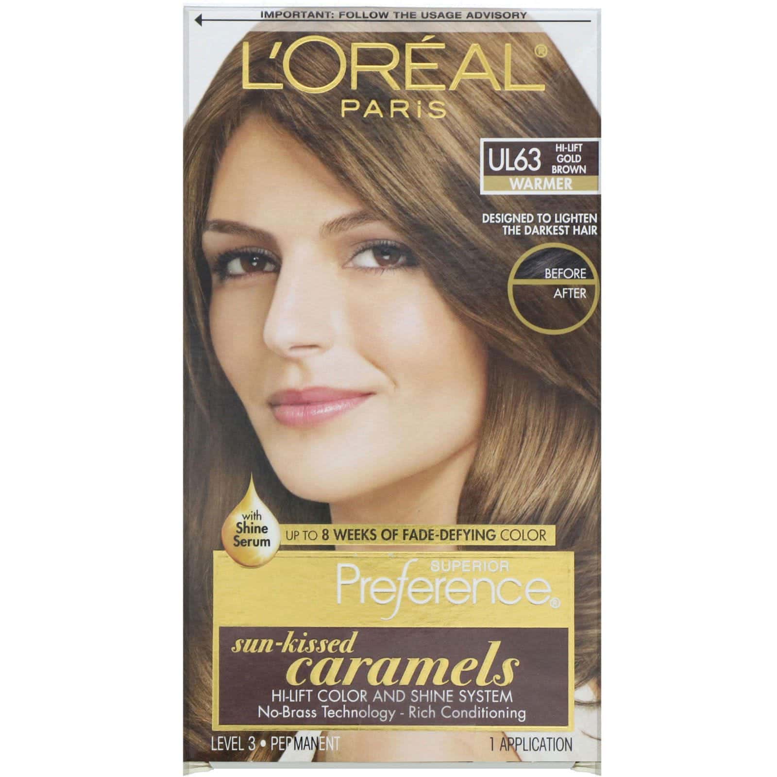 L'Oreal, Superior Preference, Sistema Hi-Lift aclarante de color y brillo, Cálido, UL63 Marrón dorado Hi-Lift, 1 aplicación