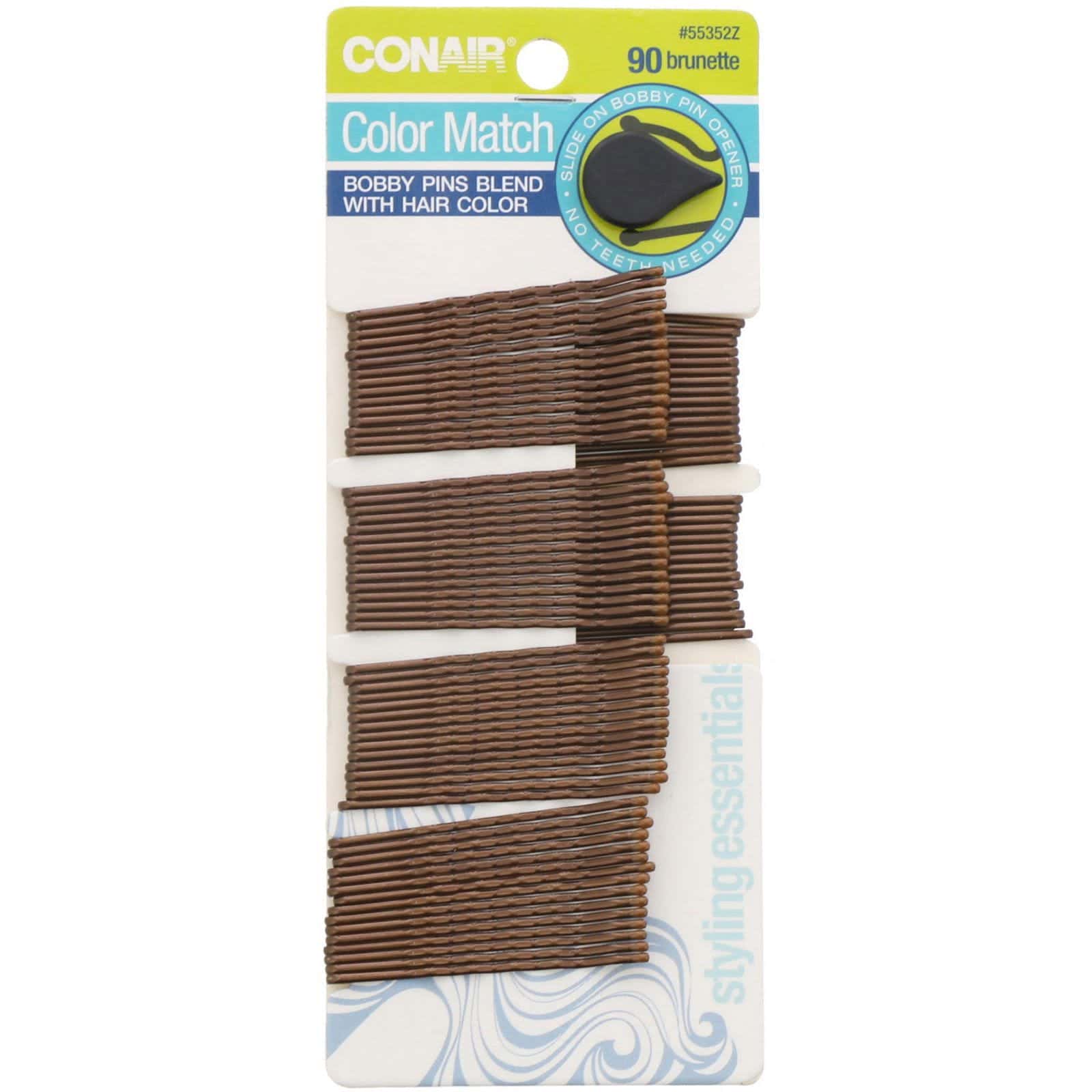Conair, Pasadores, que combinan con el color de cabello, color castaño, 90 unidades