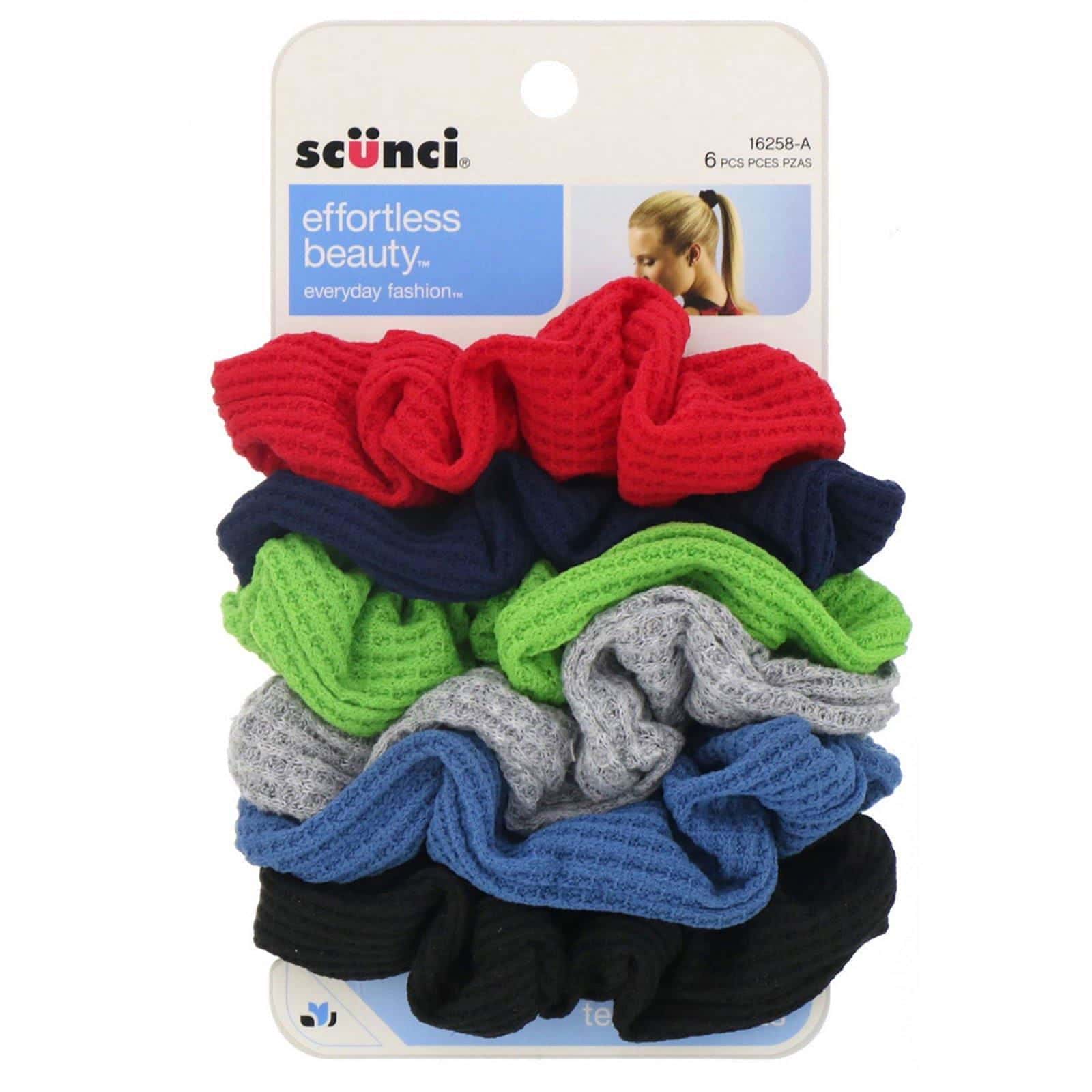 Scunci, Effortless Beauty, Ligas fruncidas térmicas, varios colores, 6 unidades
