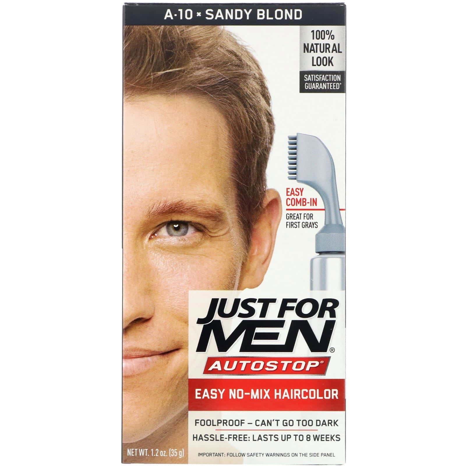 Just for Men, Autostop, Colorante para el cabello masculino, Rubio arenoso A-10, 35 g (1,2 oz)