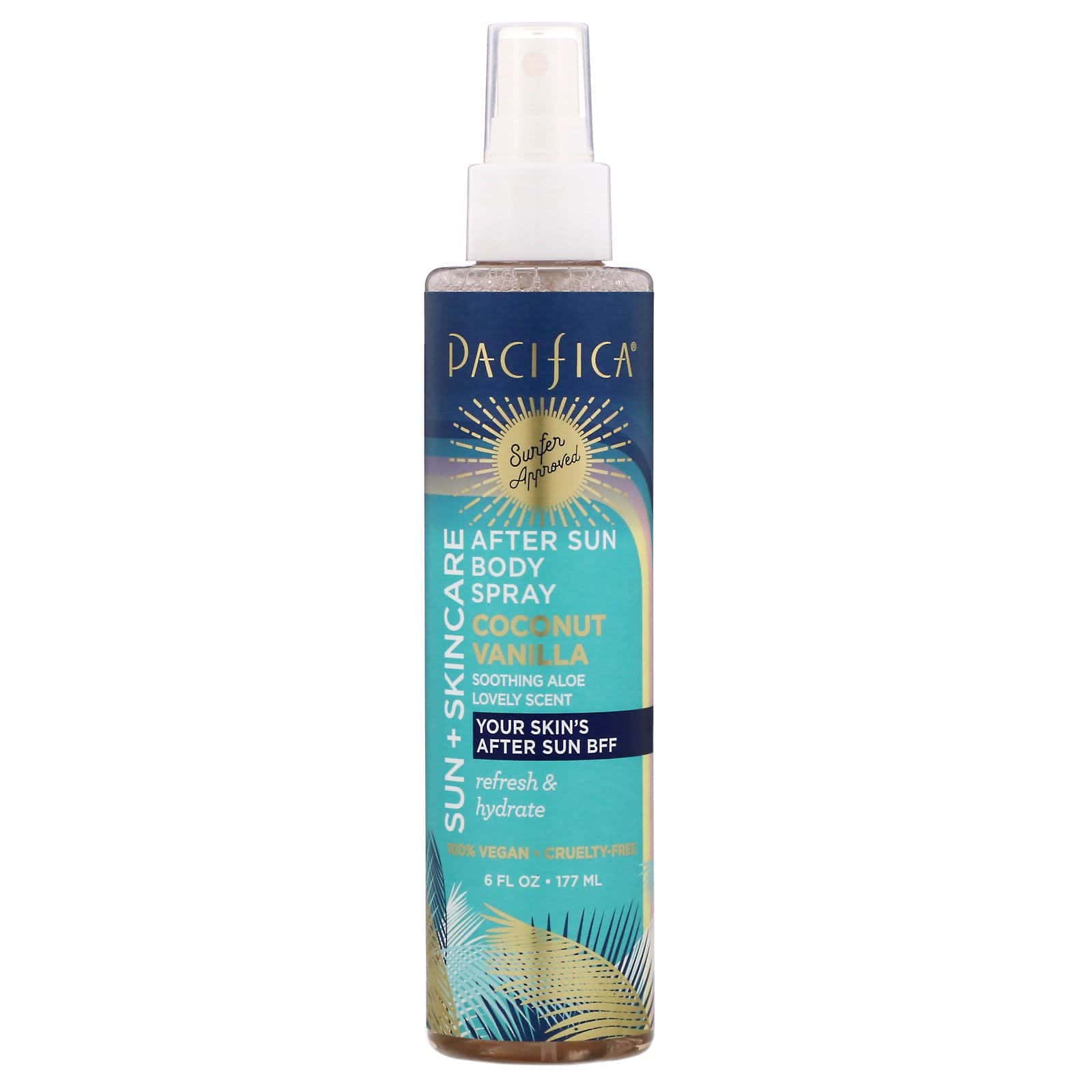 Pacifica, Sol y cuidado de la piel, Spray postsolar para el cuerpo, Vainilla y coco, 177 ml (6 oz. líq.)