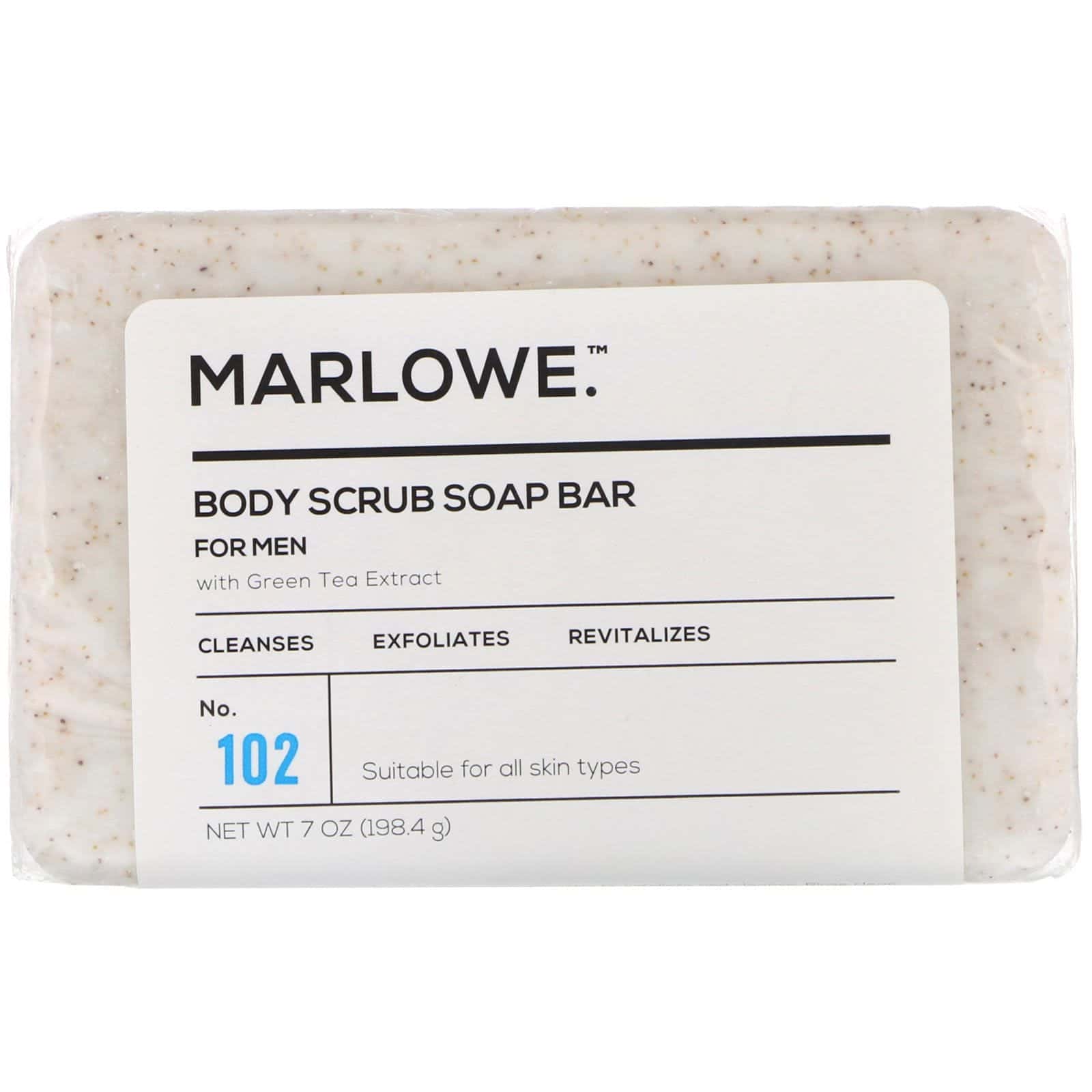 Marlowe, Jabón en barra exfoliante corporal para hombres, N.º 102, 7 oz (198,4 g)
