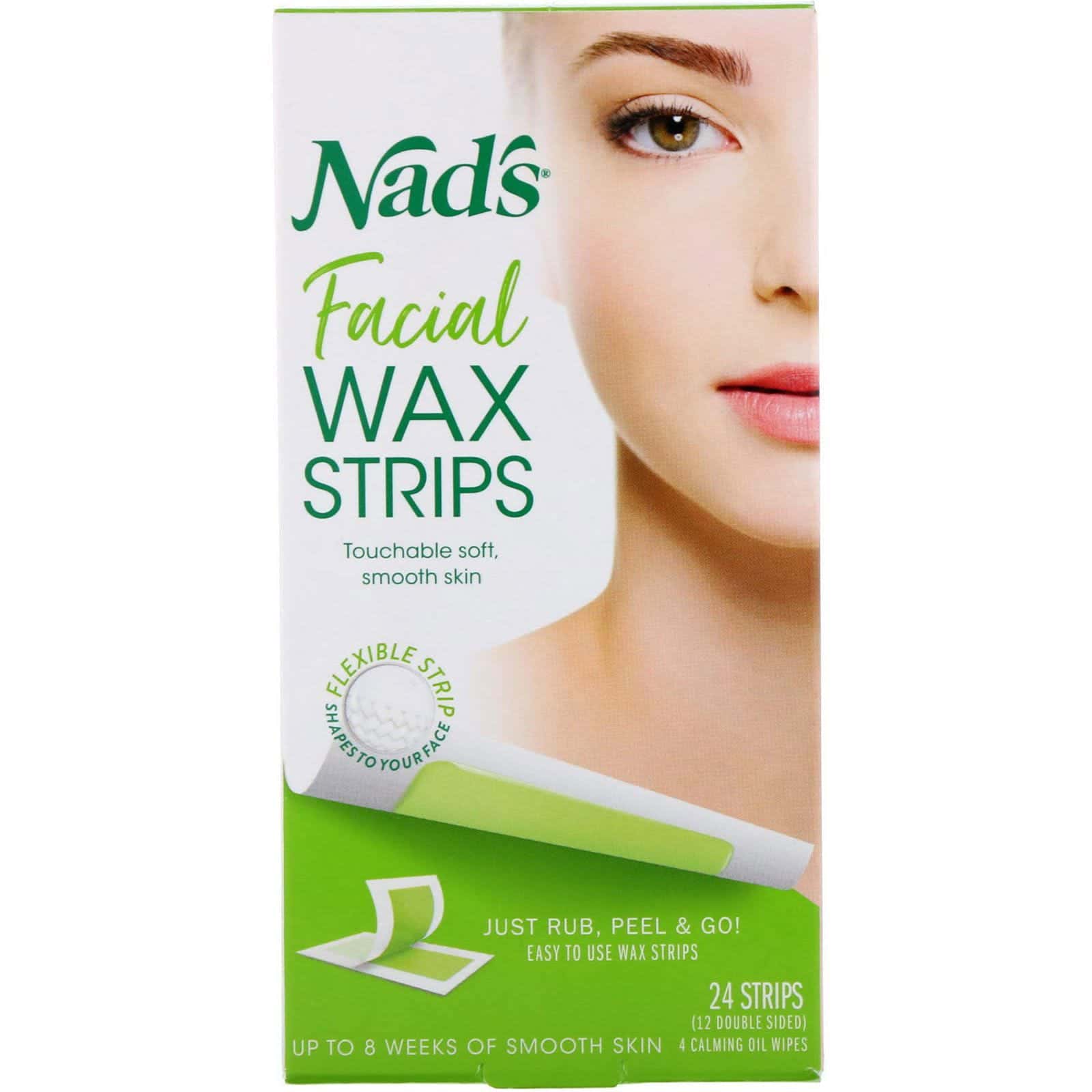 Nad's, Tiras de cera para depilación facial, 24 tiras