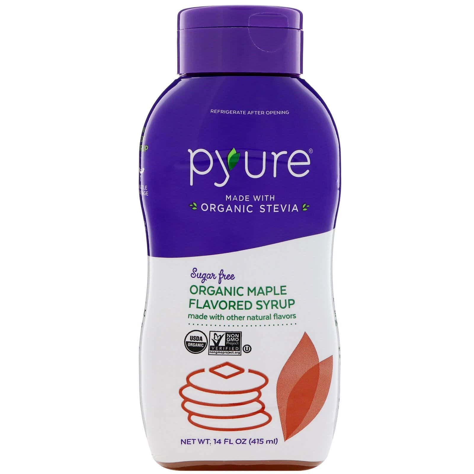 Pyure, Jarabe sin azúcar orgánico con sabor a miel de arce, 14 fl oz (415 ml)