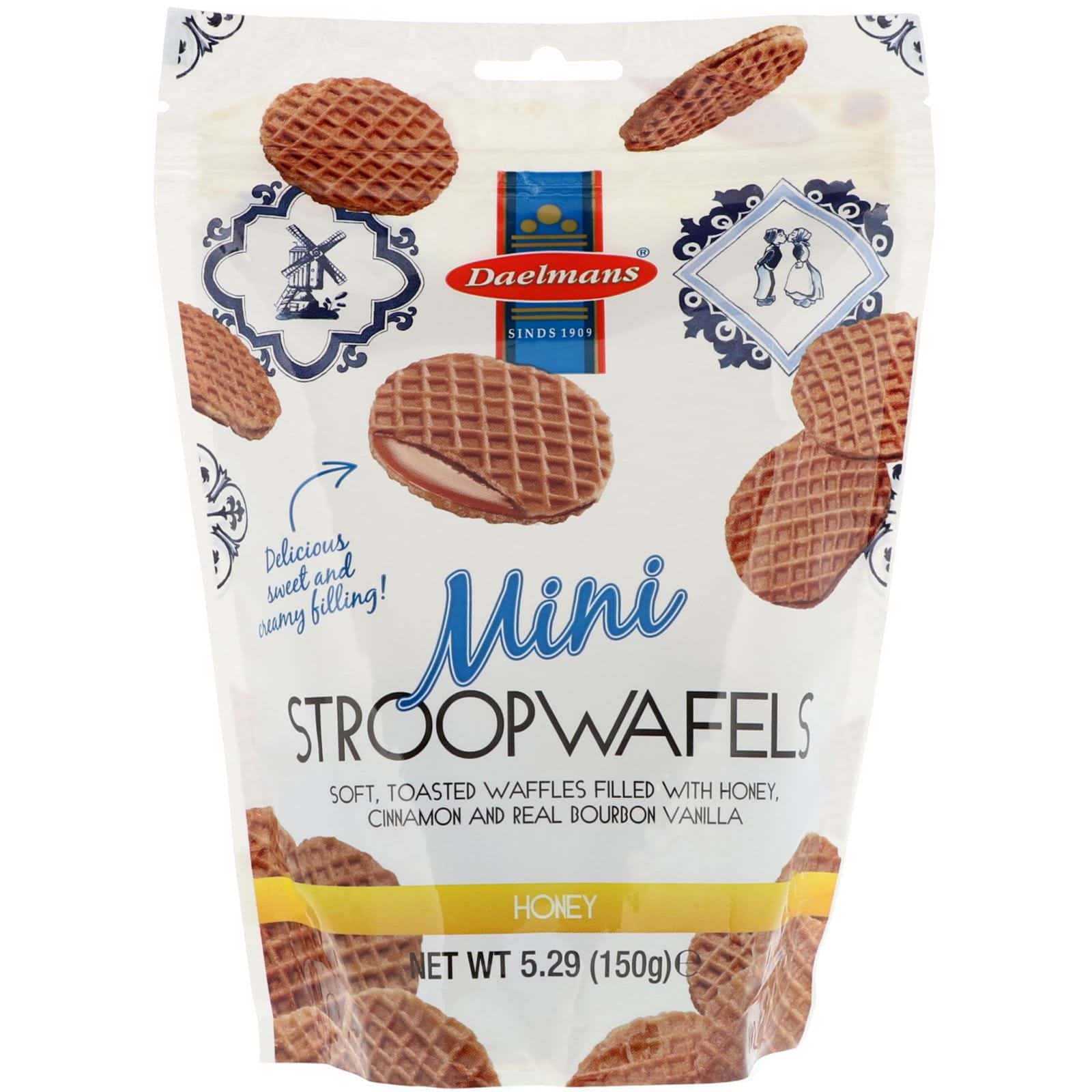 Daelmans, Mini waffles holandeses, miel, 5.29 oz (150 g)
