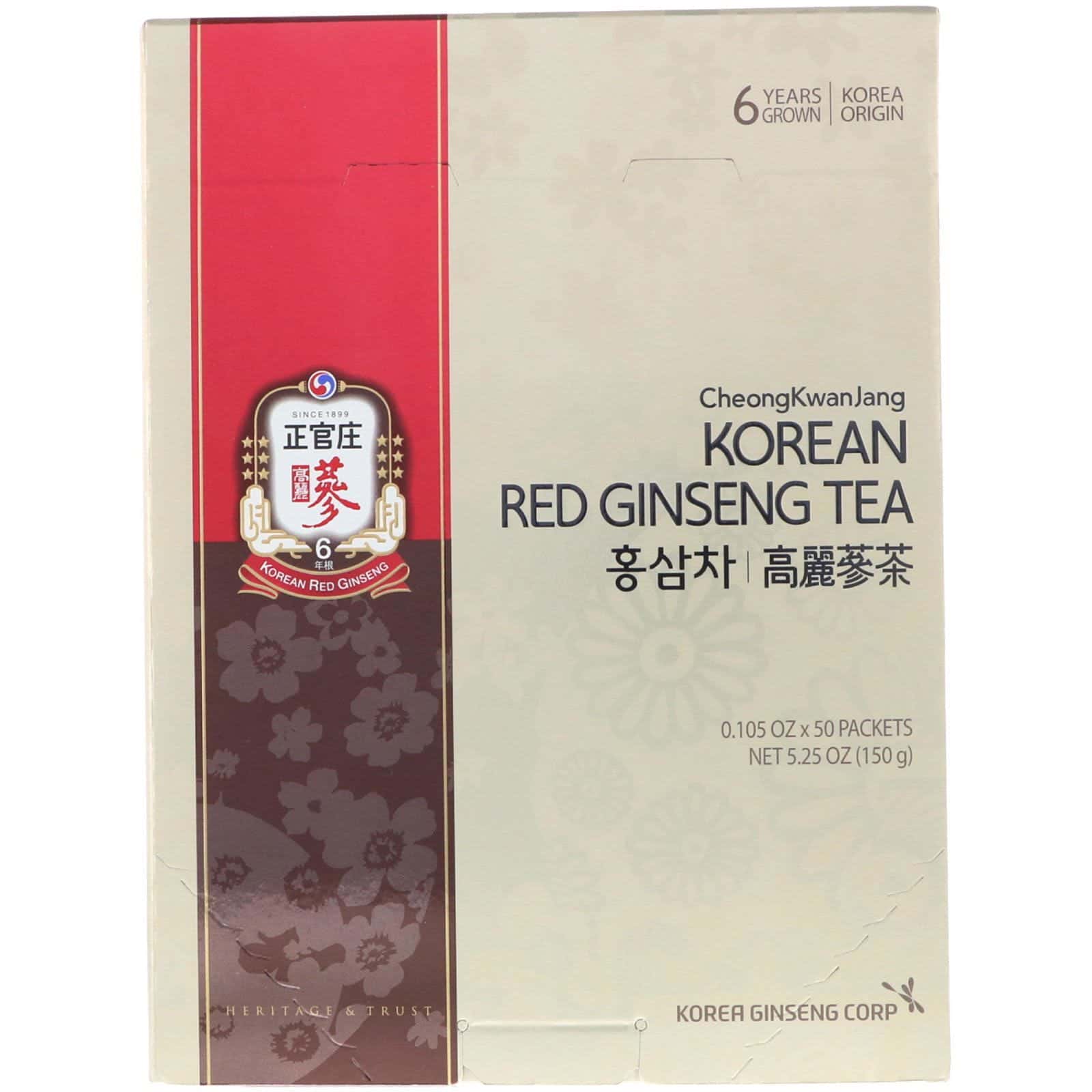 Cheong Kwan Jang, Té de Ginseng Rojo Coreano, 50 sobres, 3 g (0.105 oz) c/u