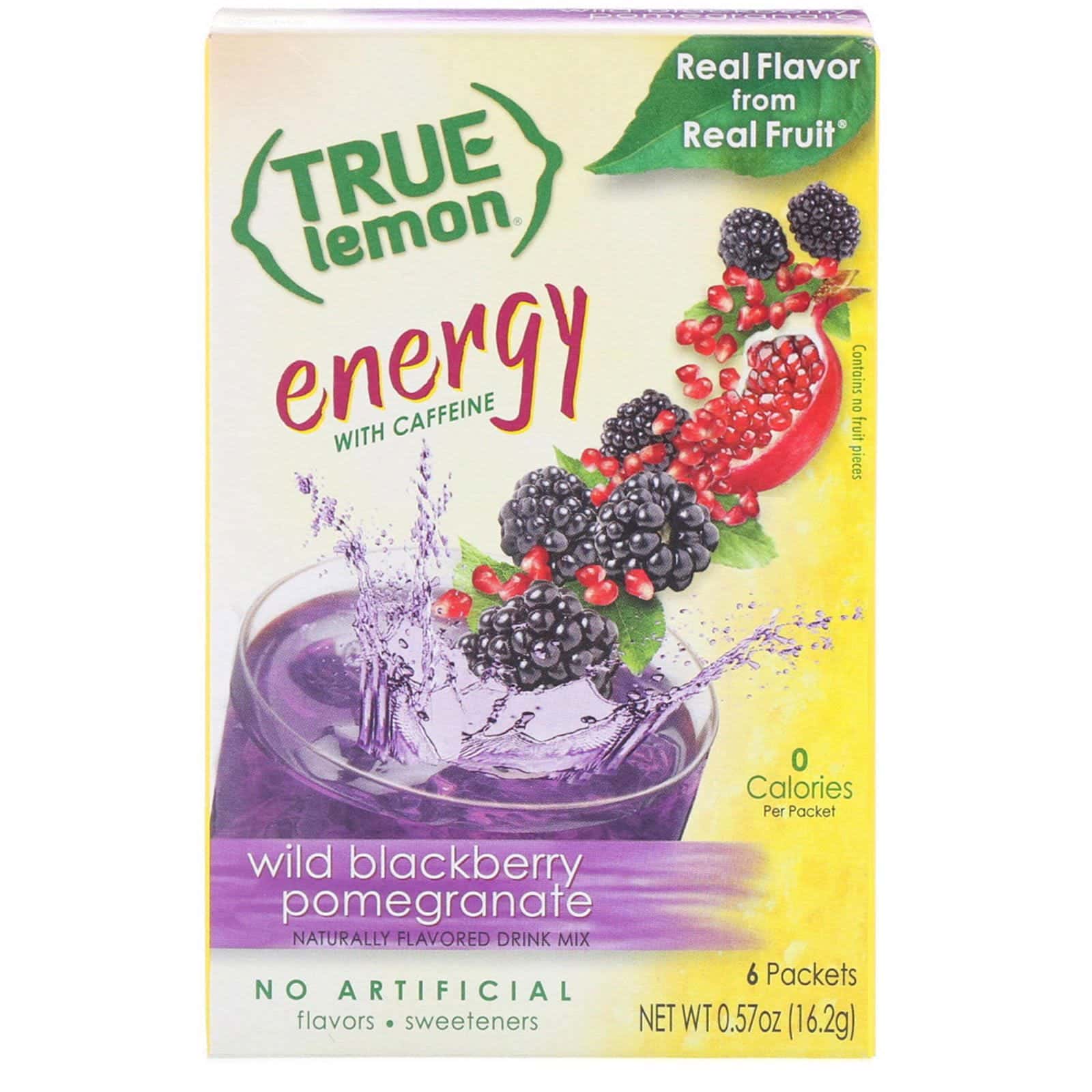 True Citrus, Verdadero limón, energía, zarzamora silvestre y granada, 6 paquetes, 0.57 oz (16.2 g)