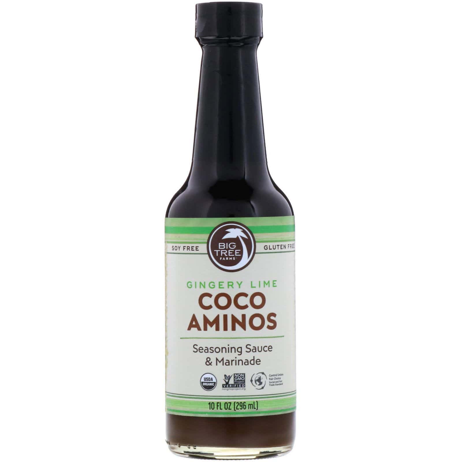 Big Tree Farms, Aminoácidos de coco orgánico, salsa para aderezo y adobo, lima con jengibre, 10 fl oz (296 ml)