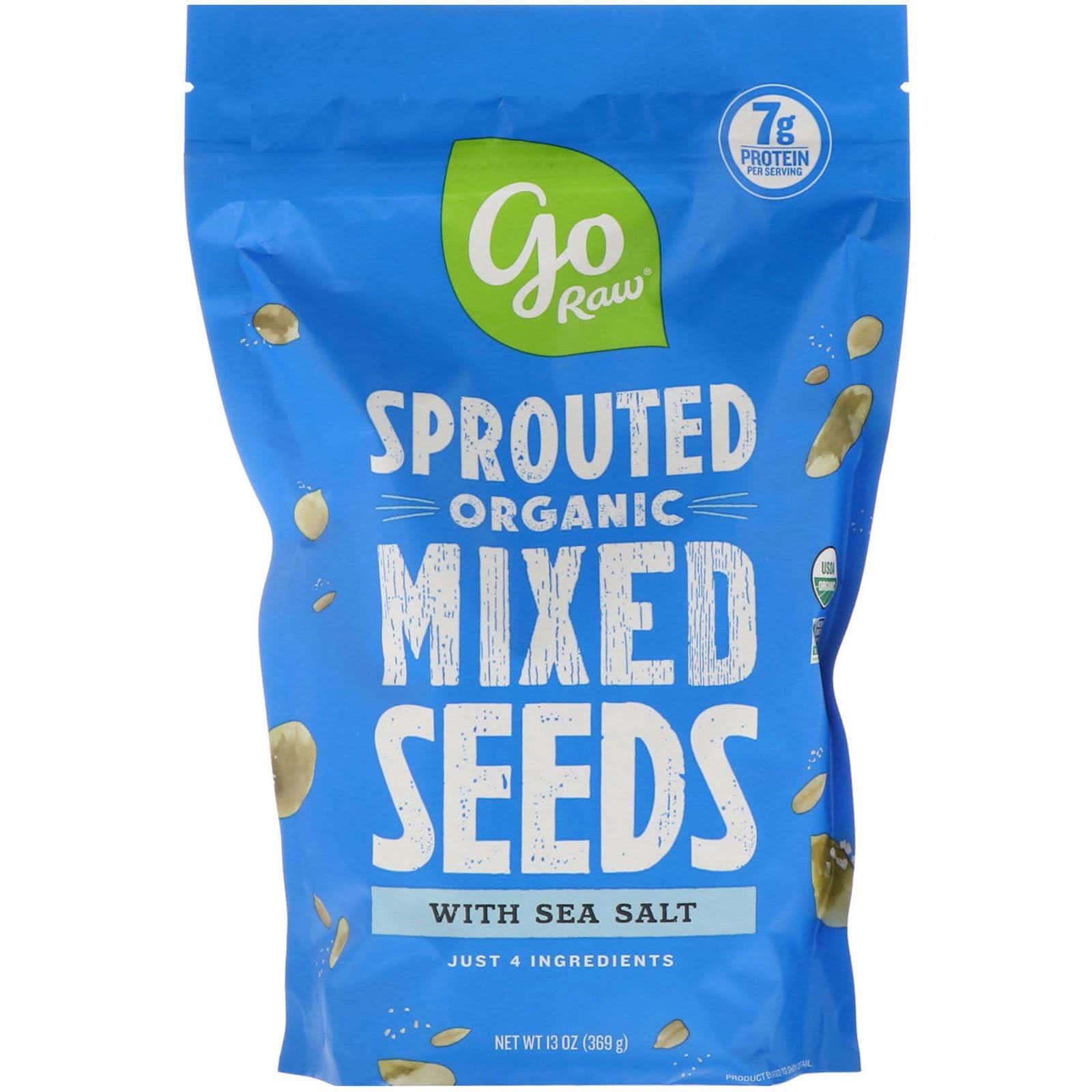 Go Raw, Mezcla de semillas germinadas orgánicas con sal marina, 369 g (13 oz)