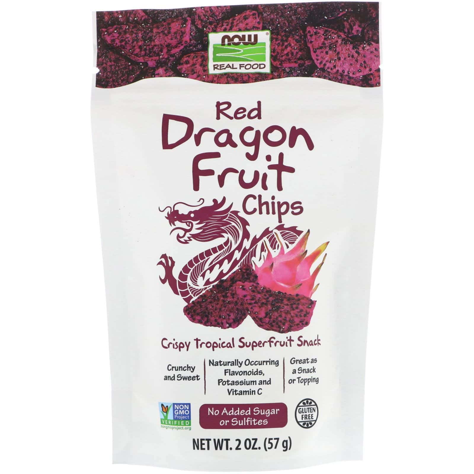 Now Foods, Real Foods, Chips de Pitahaya, 57 g (2 oz)