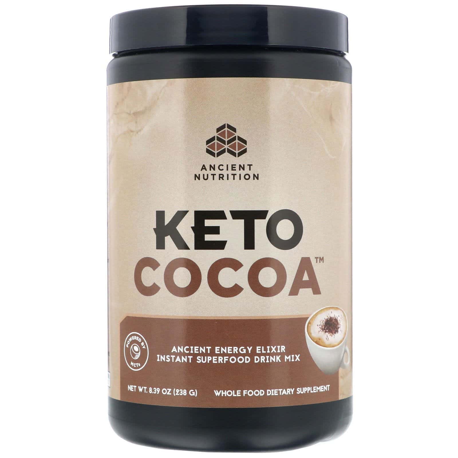 Dr. Axe / Ancient Nutrition, Keto Cocoa, Elixir de energía ancestral, 238 g (8,39 oz)
