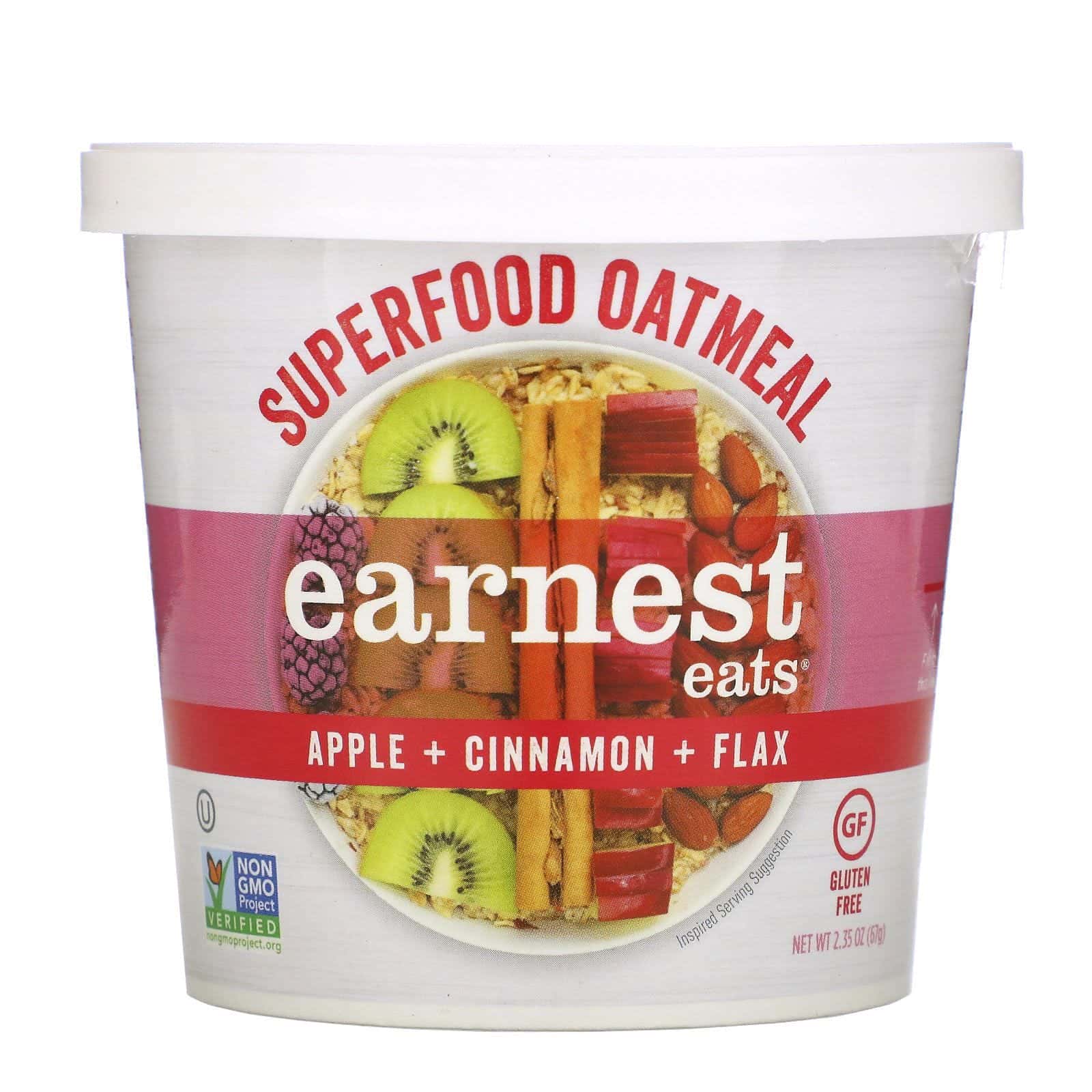 Earnest Eats, Superfood Oatmeal, Apple + Cinnamon + Flax, 2.35 oz (67 g)