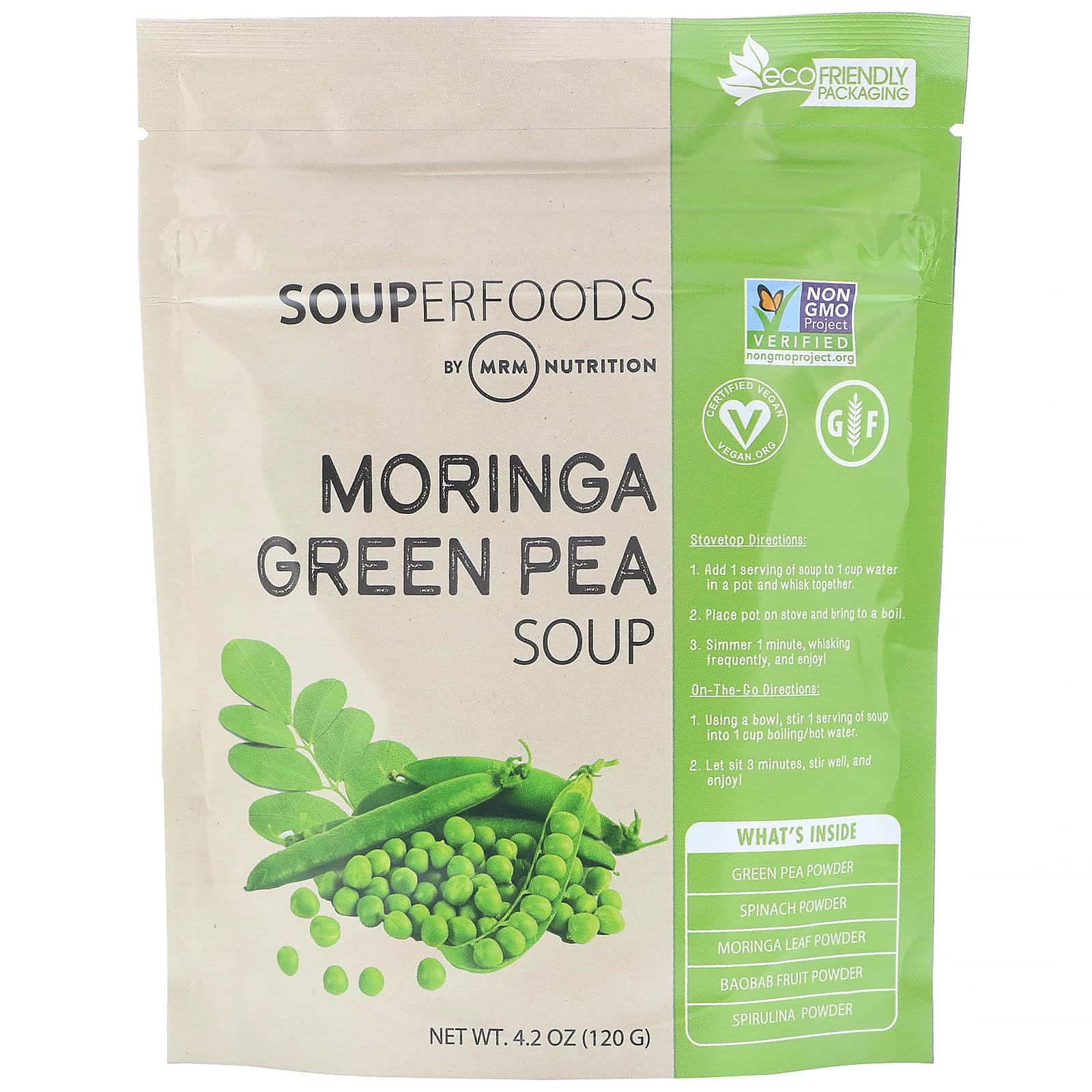 MRM, Superfoods, Sopa de chícharos y moringa, 4,2 oz. líq. (120 g)