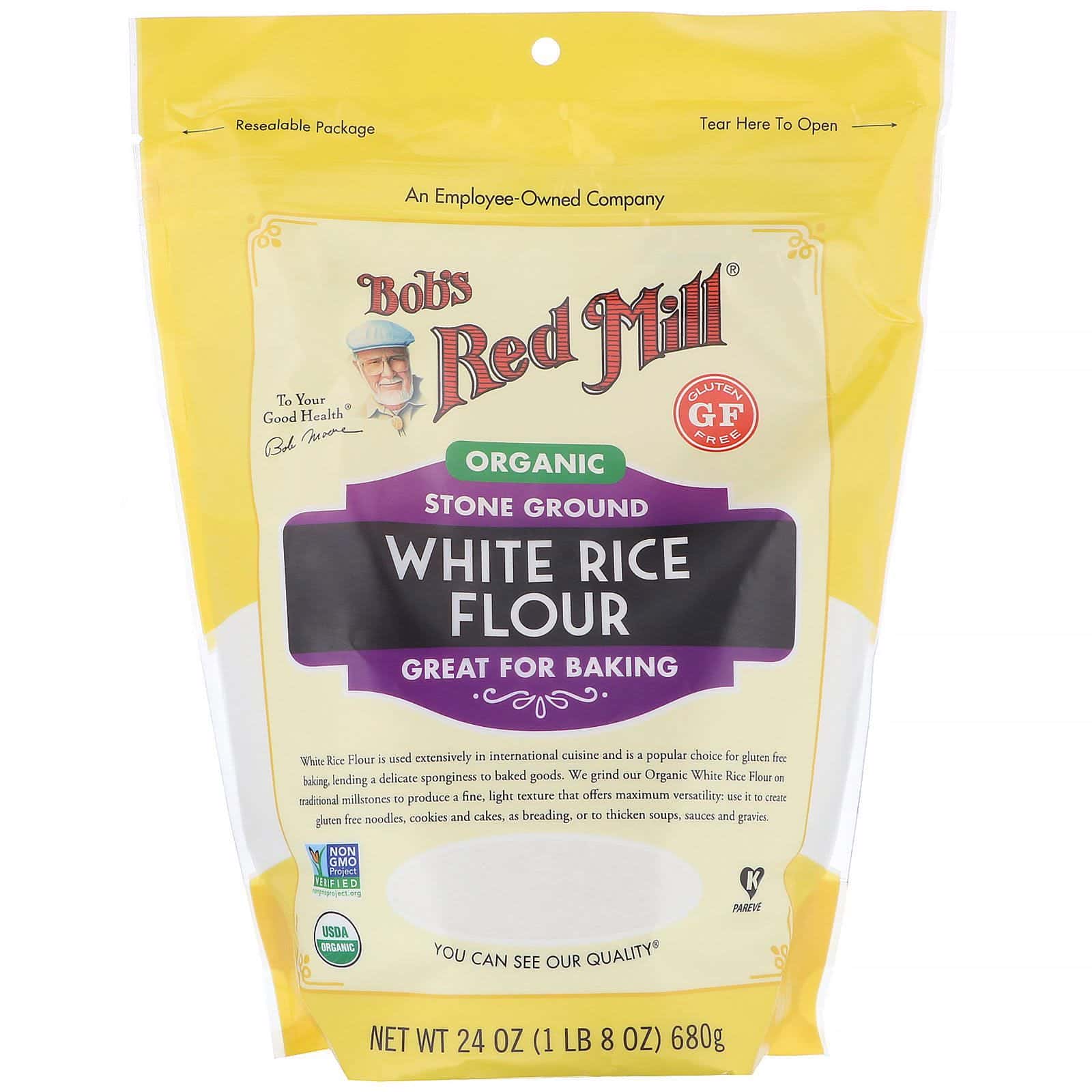 Bob's Red Mill, Harina de arroz blanco orgánico, 680 g (24 oz)