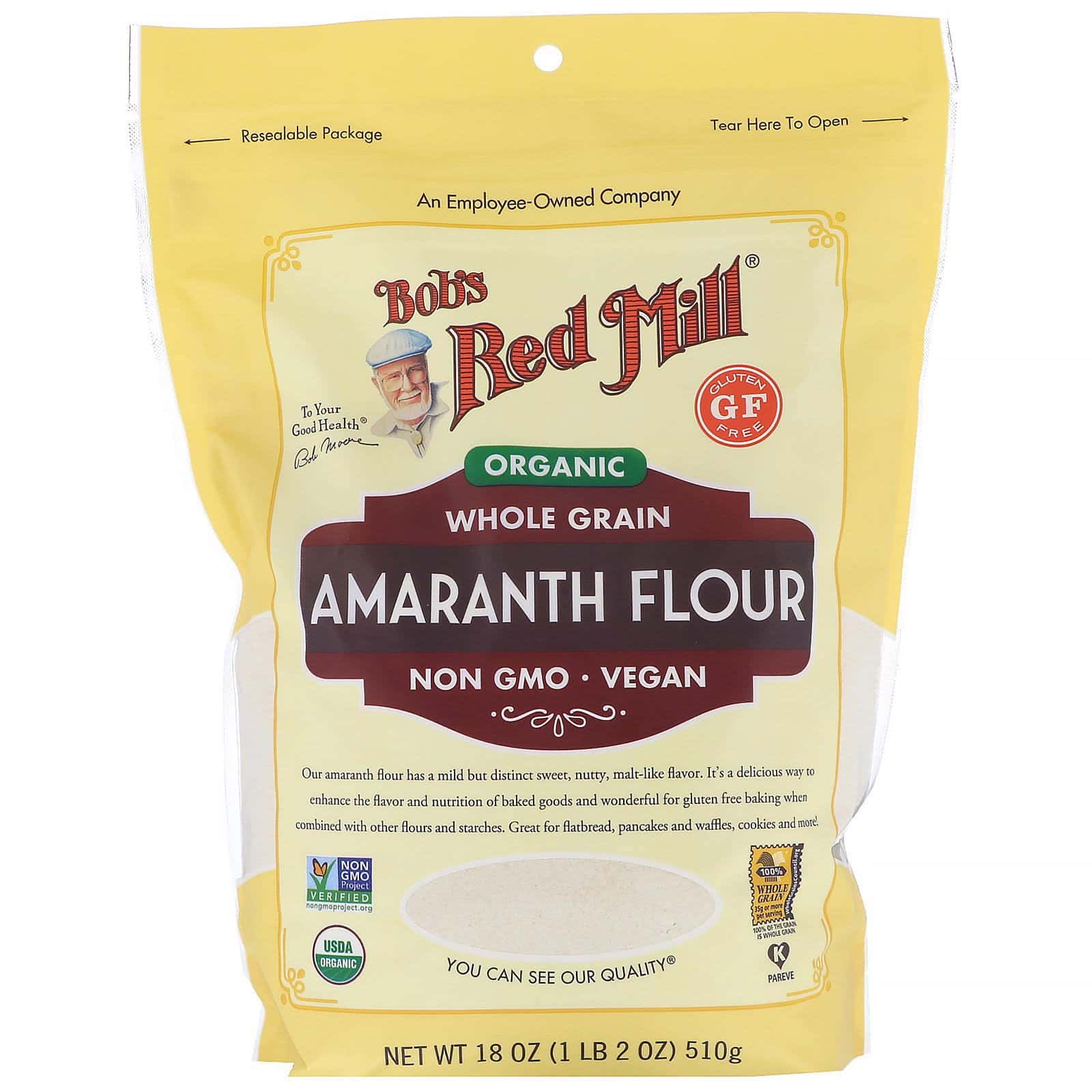 Bob's Red Mill, Harina de amaranto orgánica, Integral, 510 g (18 oz)