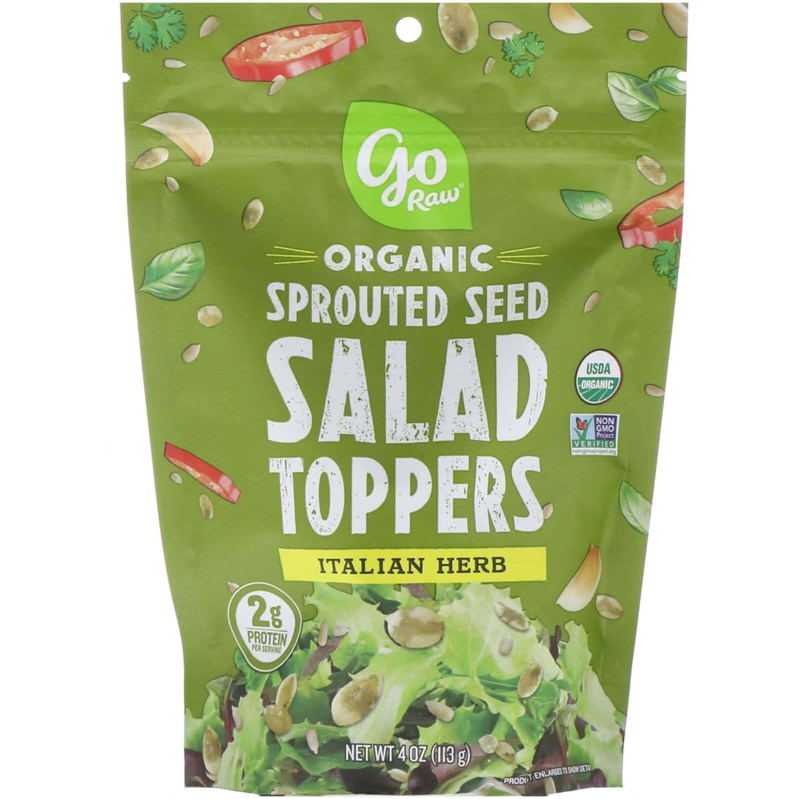Go Raw, Complementos para ensaladas con semillas germinadas orgánicas, Hierbas italianas 113 g (4 oz).