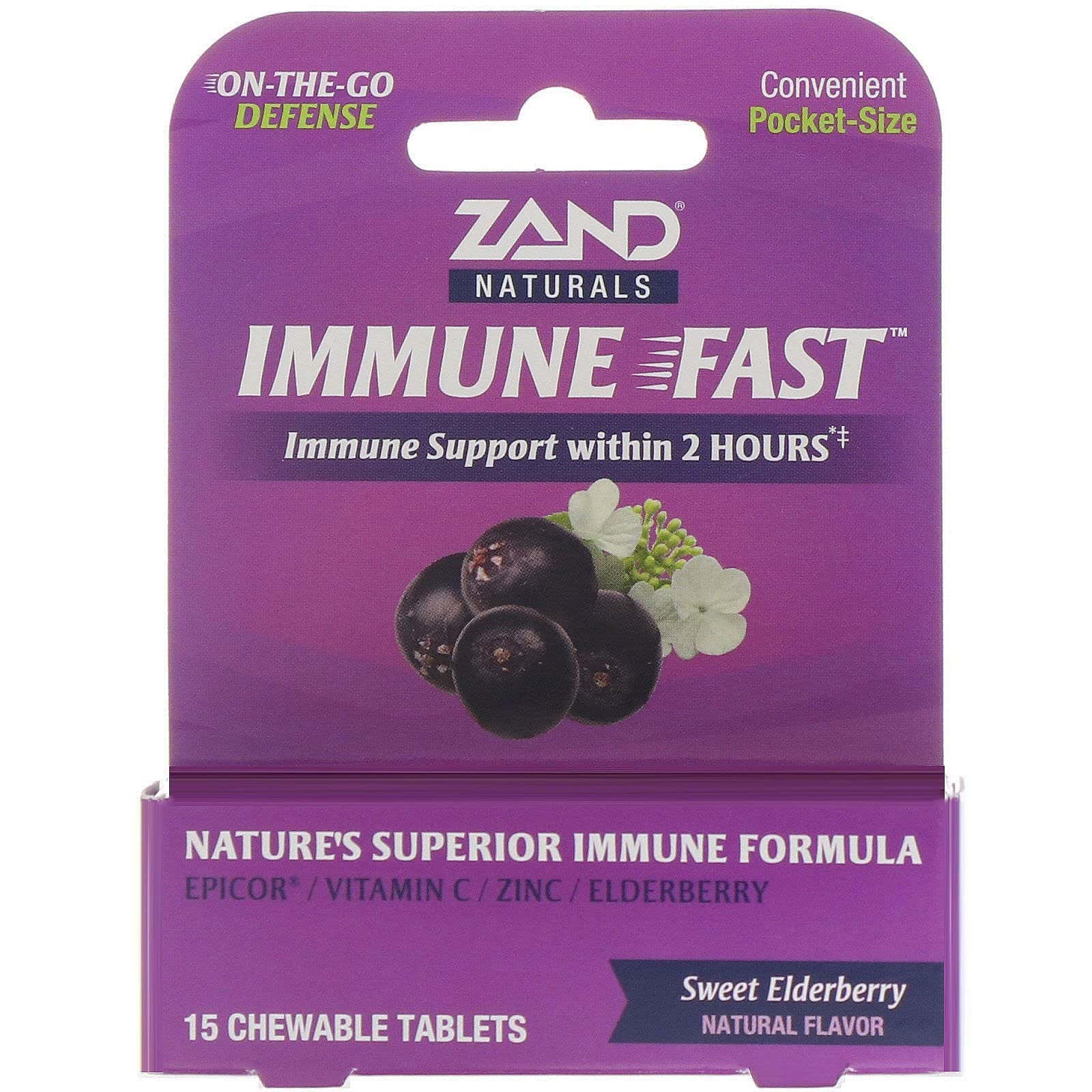 Zand, Immune Fast, Saúco dulce, 15 comprimidos masticables