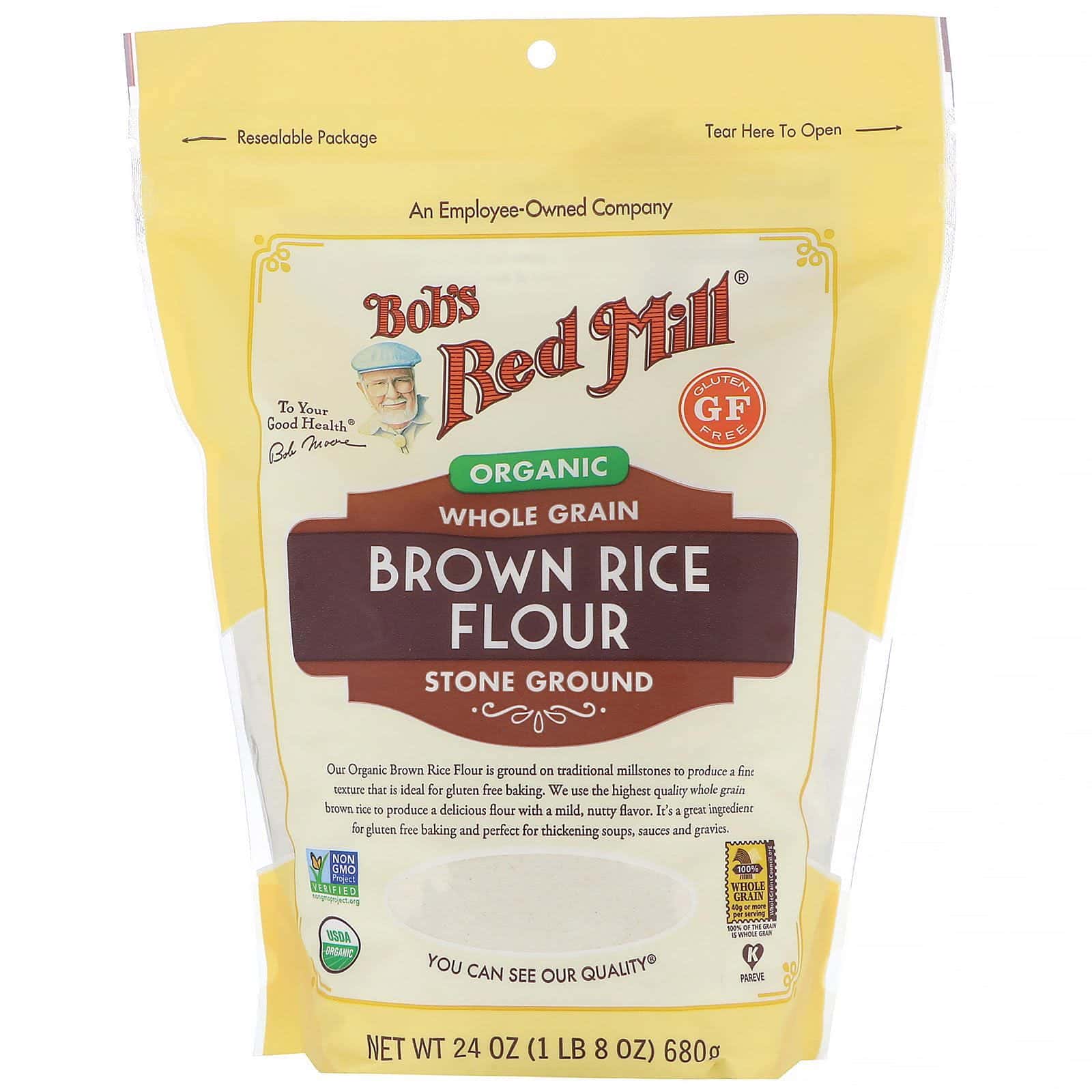 Bob's Red Mill, Harina de arroz integral orgánico, Cereal integral, 680 g (24 oz)