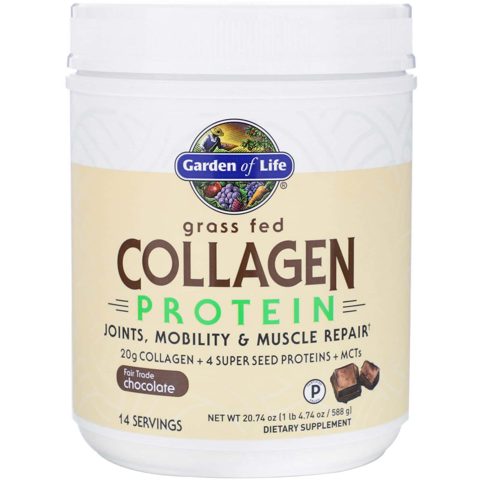 Garden of Life, Proteína de colágeno proveniente de animales alimentados con pastura, Chocolate, 588 g (20,74 oz)