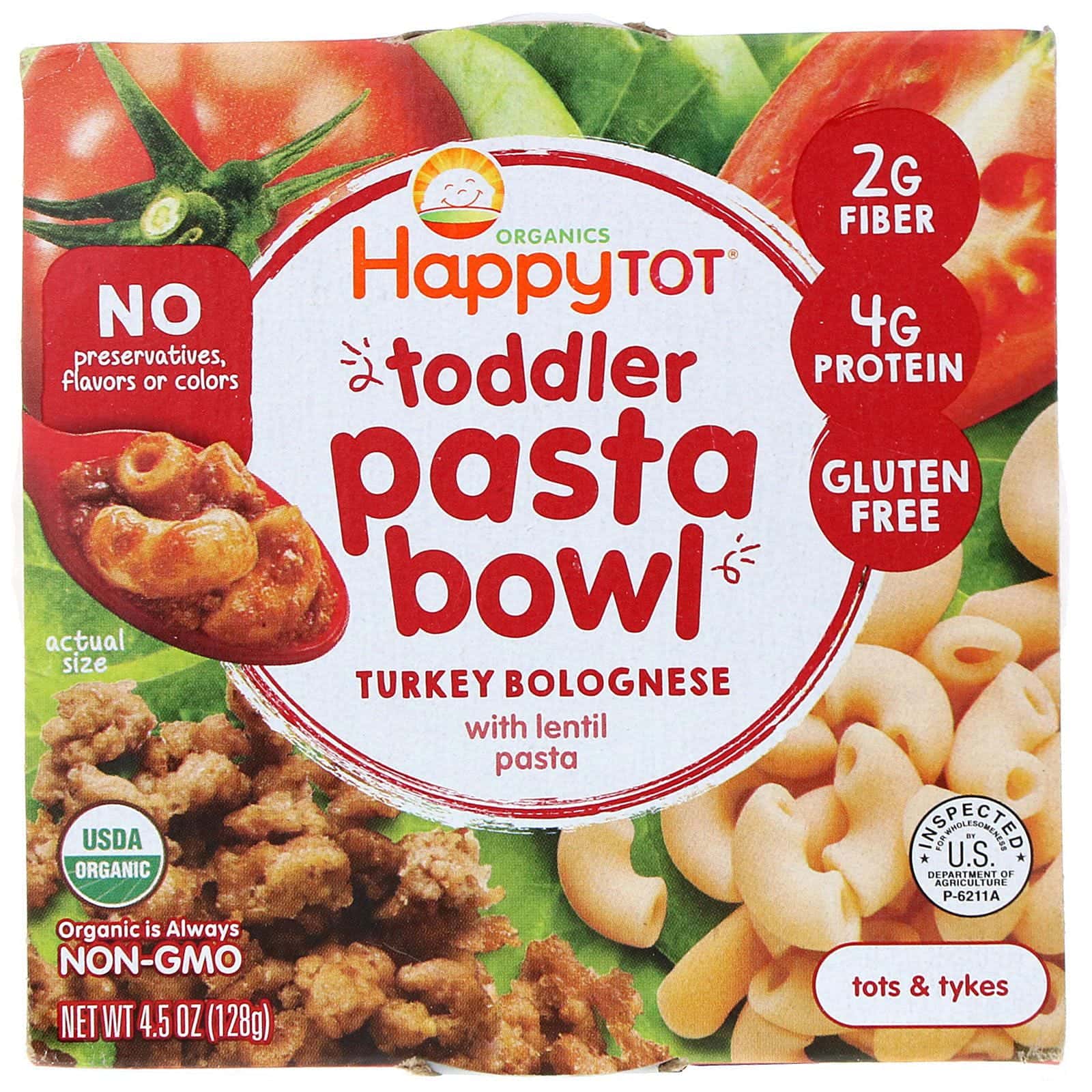 Happy Family Organics, Happpy Tot orgánicos, bol de pasta para infantes, boloñesa de pavo, 128 g (4,5 oz)