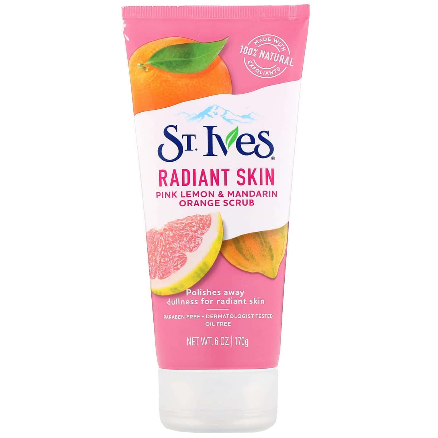 St. Ives, Radiant Skin, Exfoliante para una piel radiante, Limón rosado y mandarina, 170 g (6 oz)