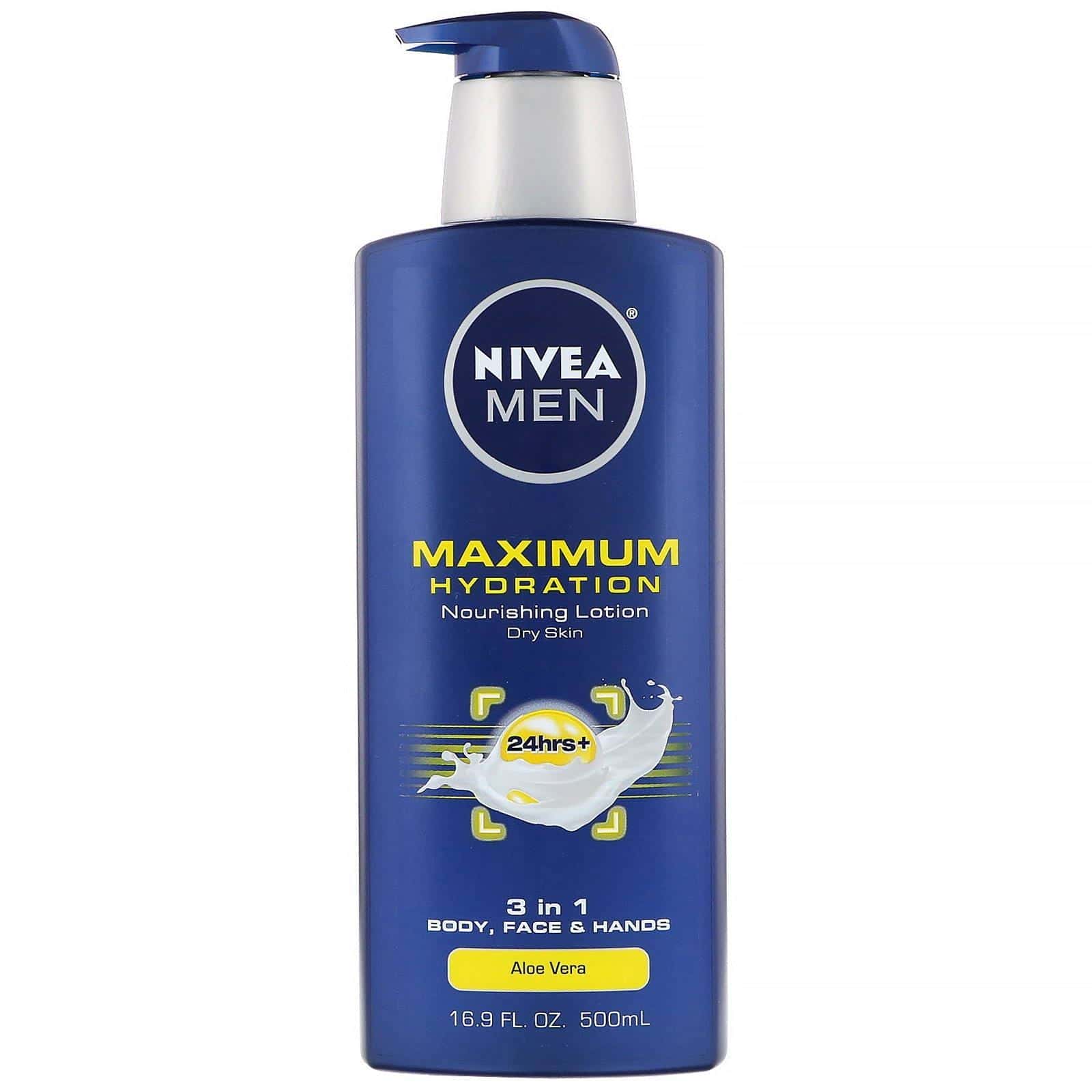 Nivea, Men, Maximum Hydration, Loción nutritiva 3 en 1, Aloe vera, 500 ml (16,9 oz. líq.)