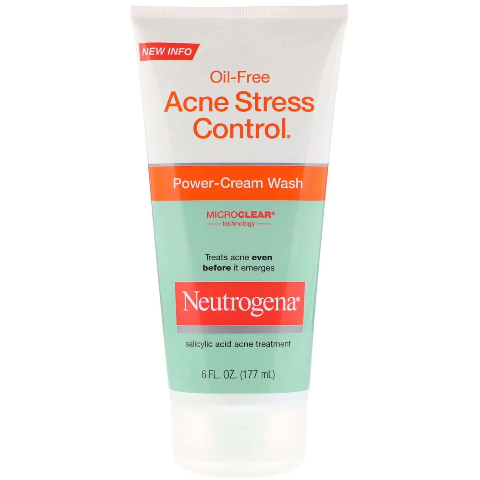 Neutrogena, Control del acné por estrés sin oleosidad, potente crema limpiadora, 6 oz fl (177 ml)