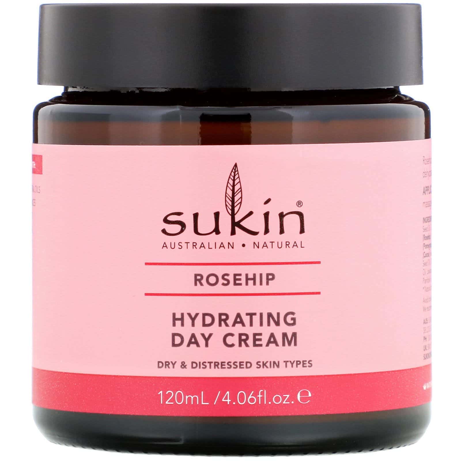Sukin, Crema hidratante de día, rosa mosqueta, 120 ml (4,06 oz. líq.)