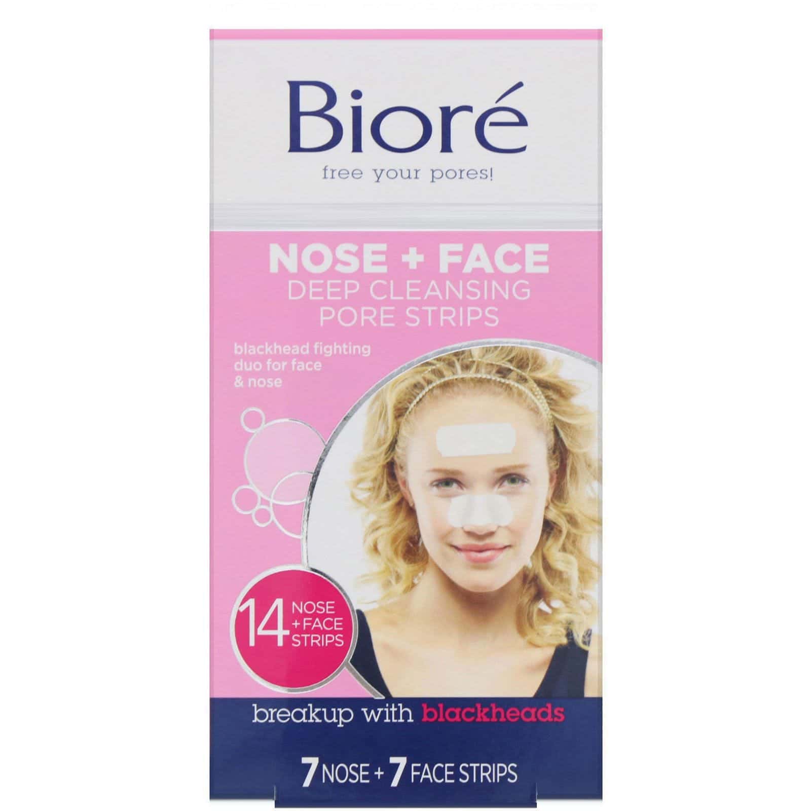 Biore, Tiras de limpieza profunda de poros, Paquete combinado: nariz + rostro, 14 tiras