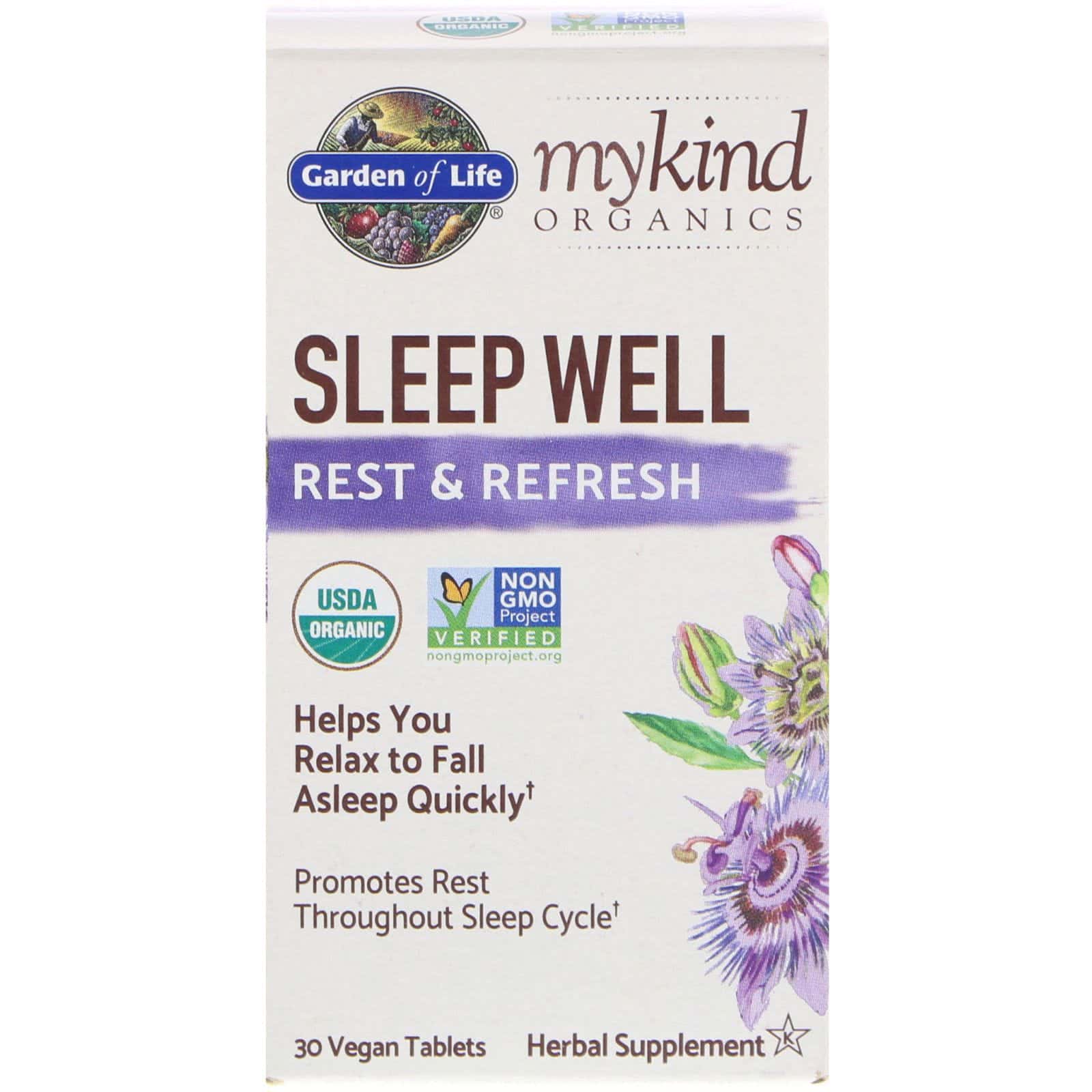 Garden of Life, MyKind, Productos orgánicos, Dormir bien, Descansar y renovarse, 30 comprimidos veganos
