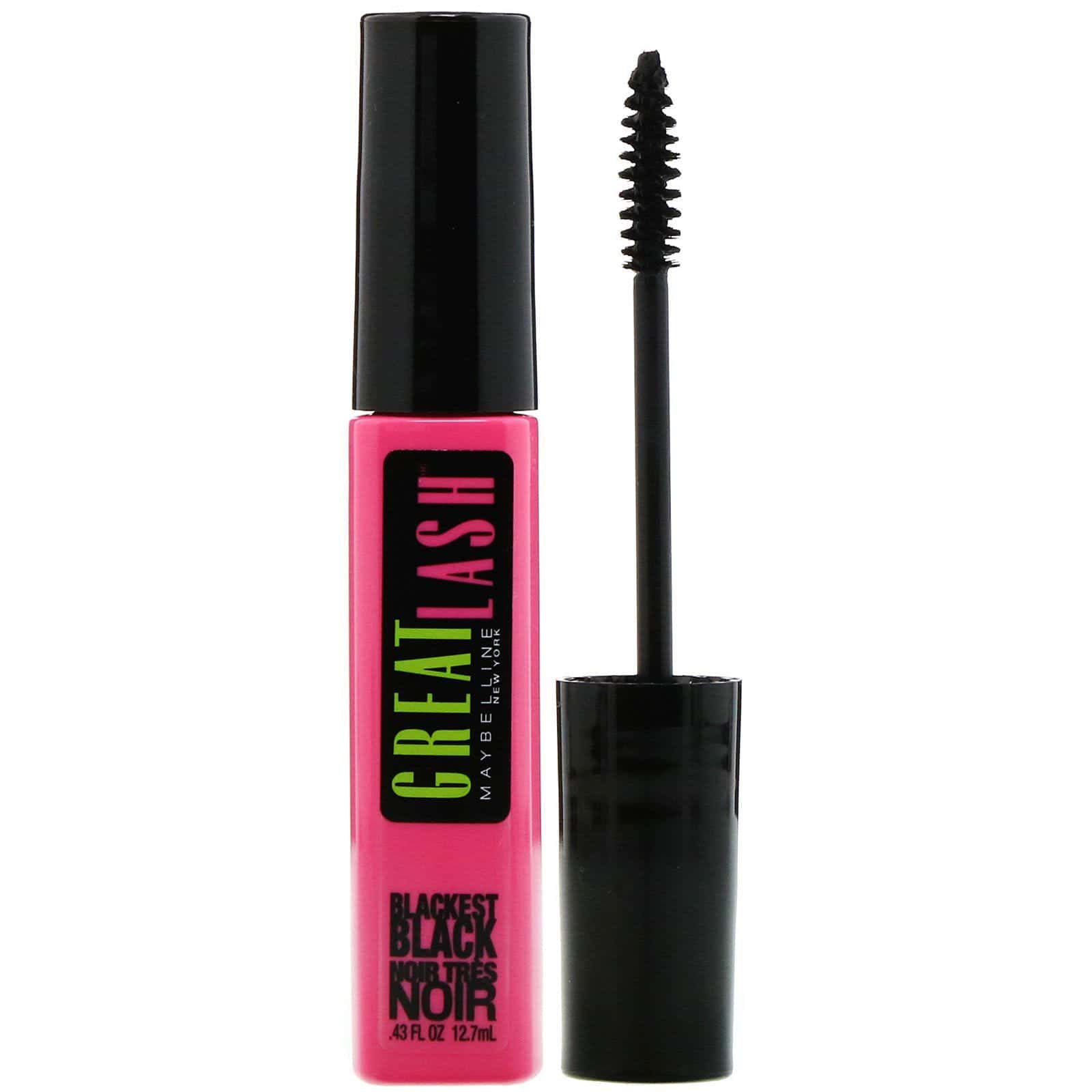 Maybelline, Great Lash, Máscara para pestañas, 100 Blackest Black (negro intenso), 12,7 ml (0,43 oz. líq.)