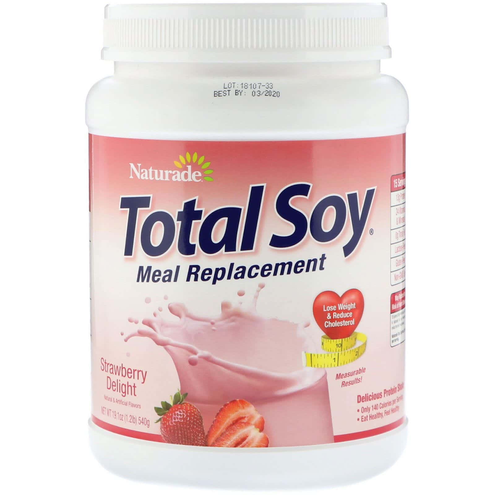 Naturade, Total Soy, reemplazo de comidas, exquisito sabor a frutilla, 19.1 oz (540 g)