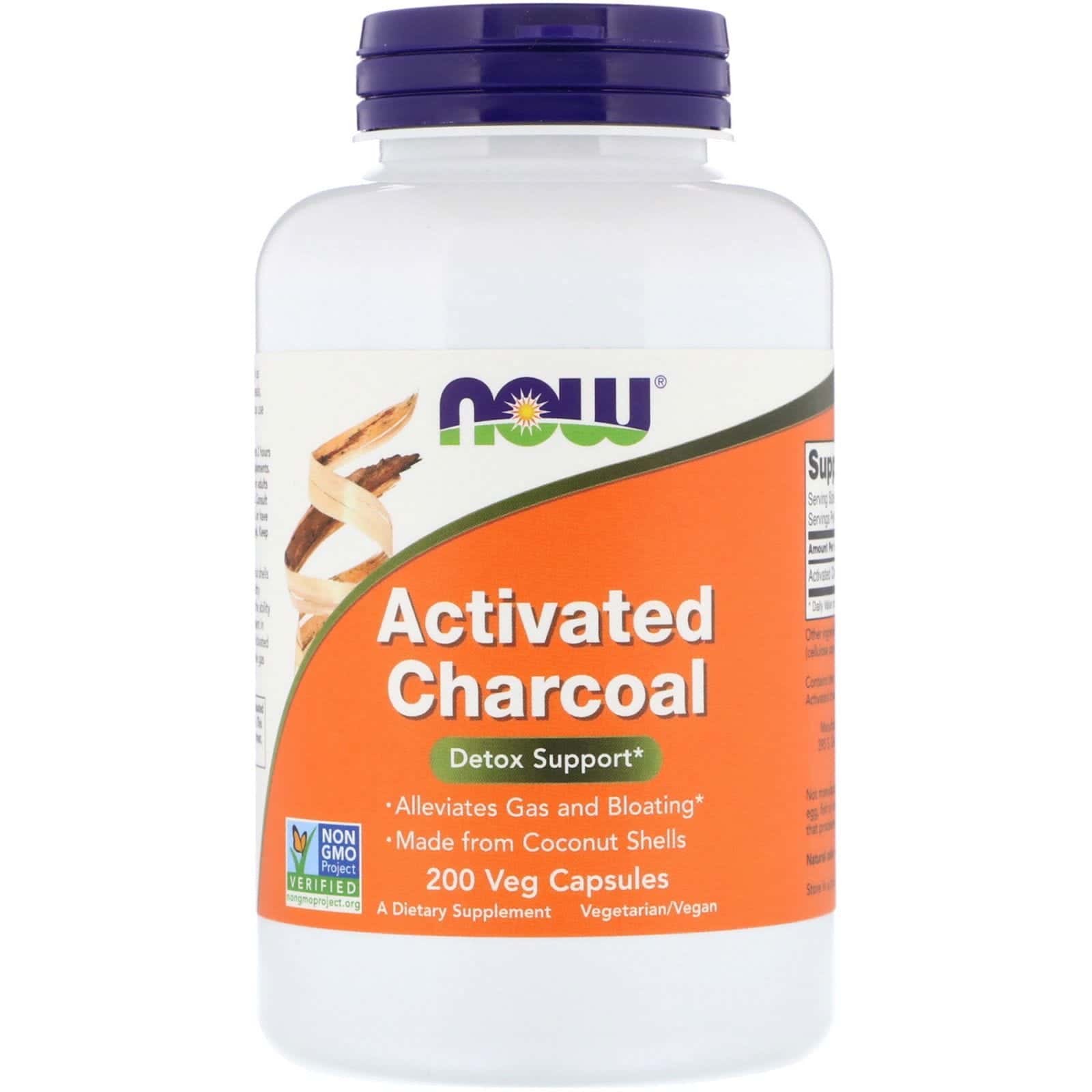 Now Foods, Carbón activado, 200 cápsulas aptas para vegetarianos
