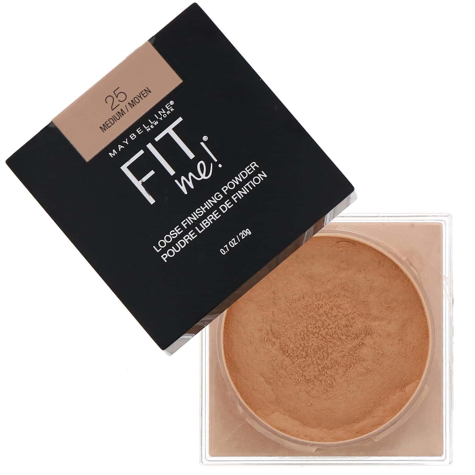 Maybelline, Fit Me, Polvo de acabado volátil, 25 Medium (medio), 20 g (0,7 oz)